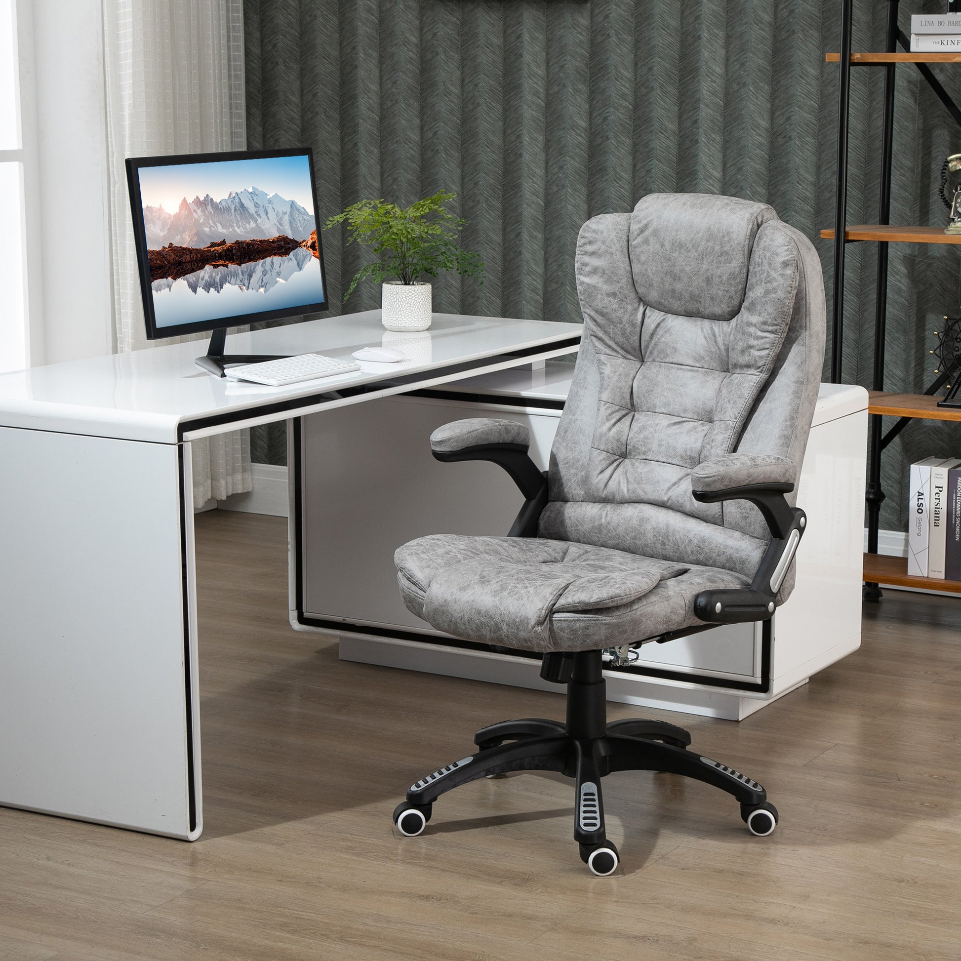 Image for Vinsetto Ergonomic Office Chair Comfortable Desk Chair with Armrests Adjustable Height Reclining and Tilt Function Grey