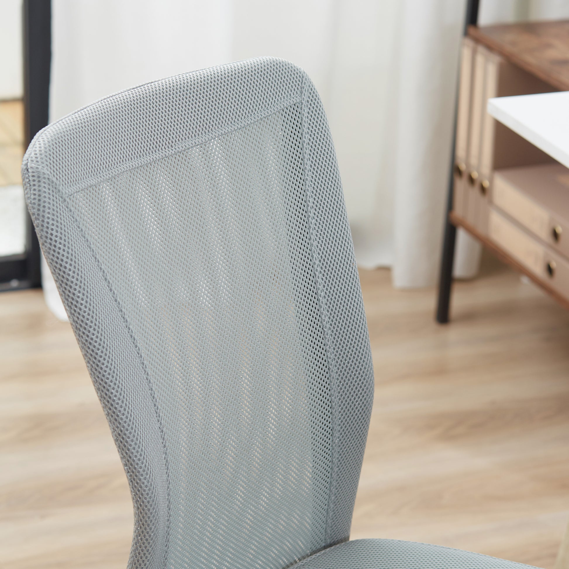 Image for Vinsetto Home Office Mesh Task Chair Ergonomic Armless Mid Back Height Adjustable with Swivel Wheels, Grey