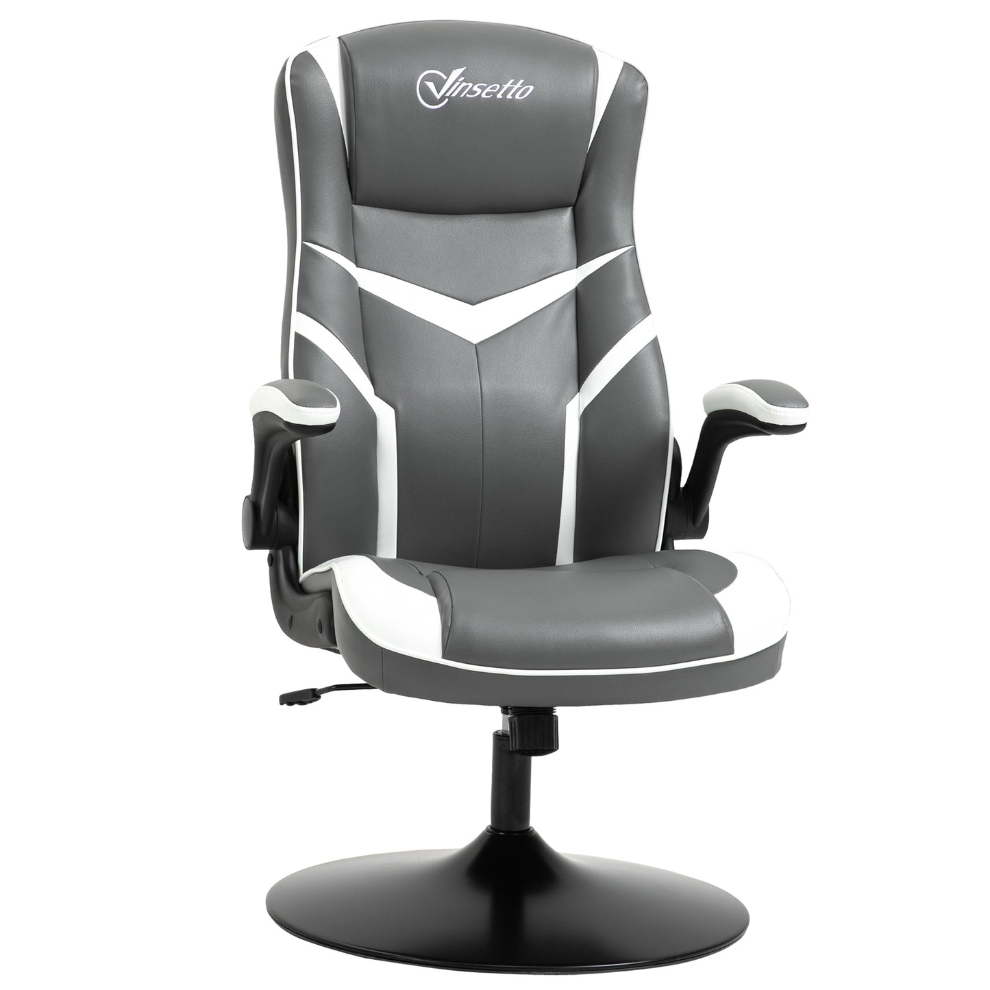 Image for Vinsetto Video Best Gaming Chair Computer Chair, Playseat with Adjustable Height, Swivel Base, Desk Chair, PVC Leather Swivel Chair, Grey