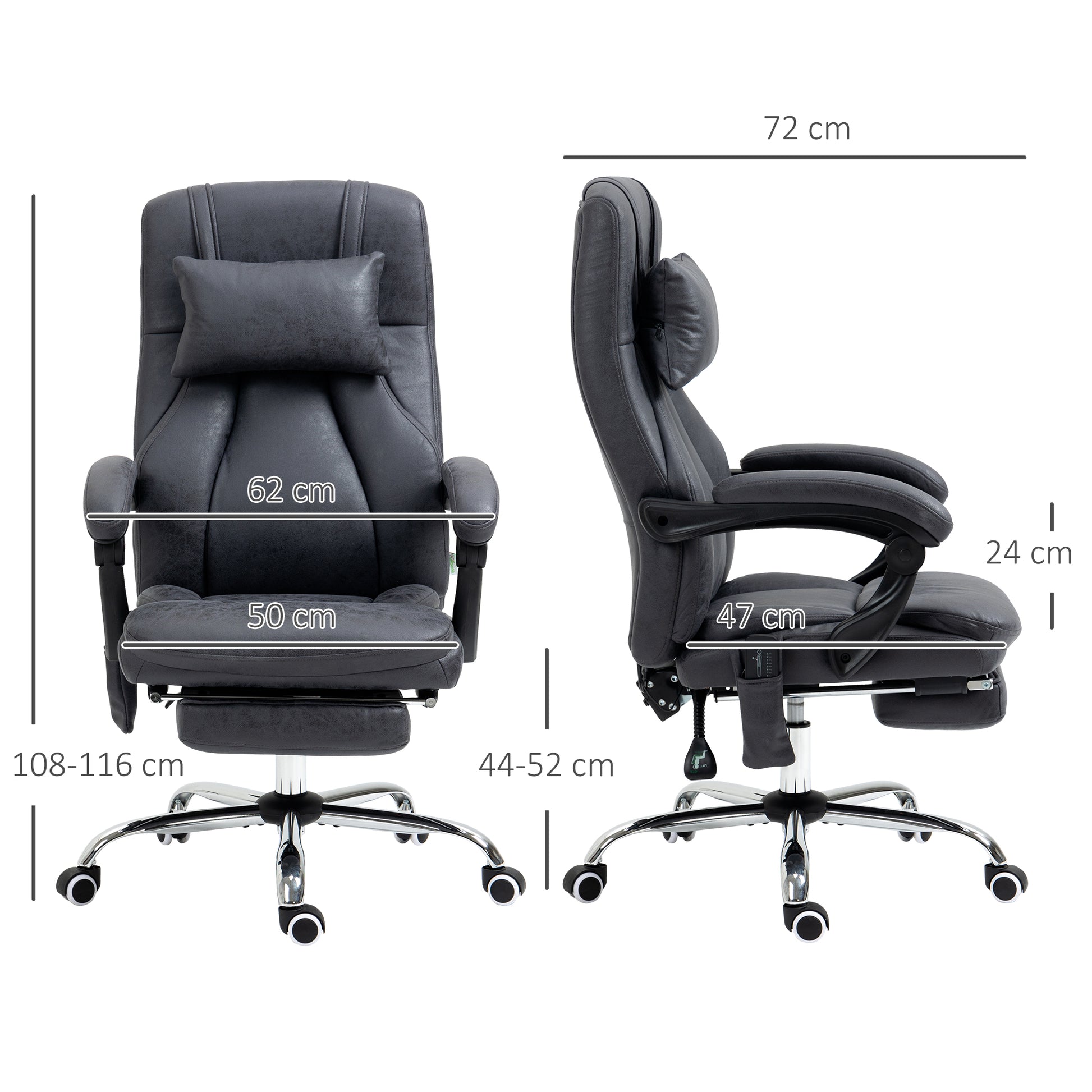 Image for Vinsetto High Back Vibration Massage Office Chair with Headrest, Reclining Computer Chair with Footrest, Swivel Wheels, Remote