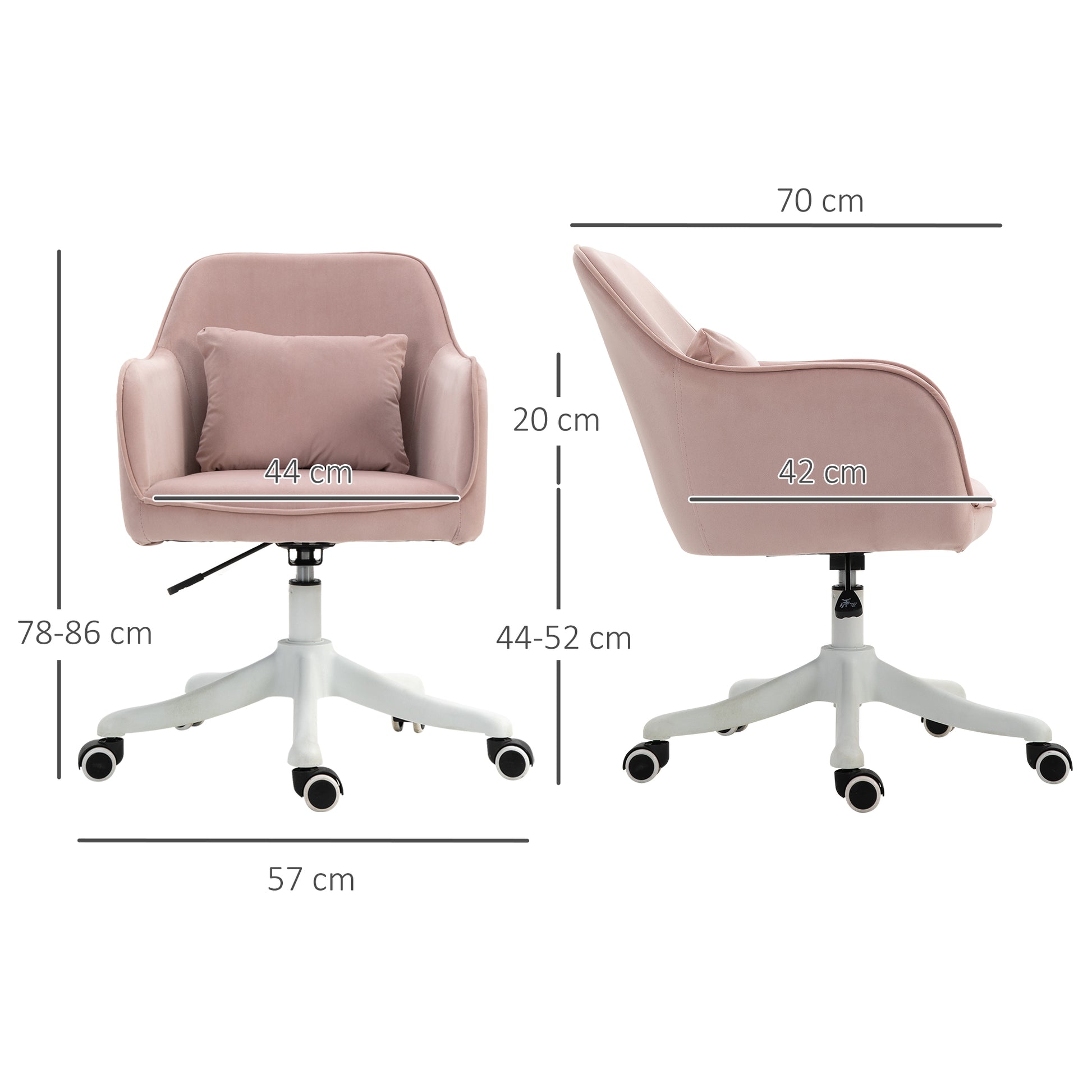 Image for Vinsetto Velvet Style Office Chair with Rechargeable Electric Vibration Massage Lumbar Pillow, Wheels, Pink