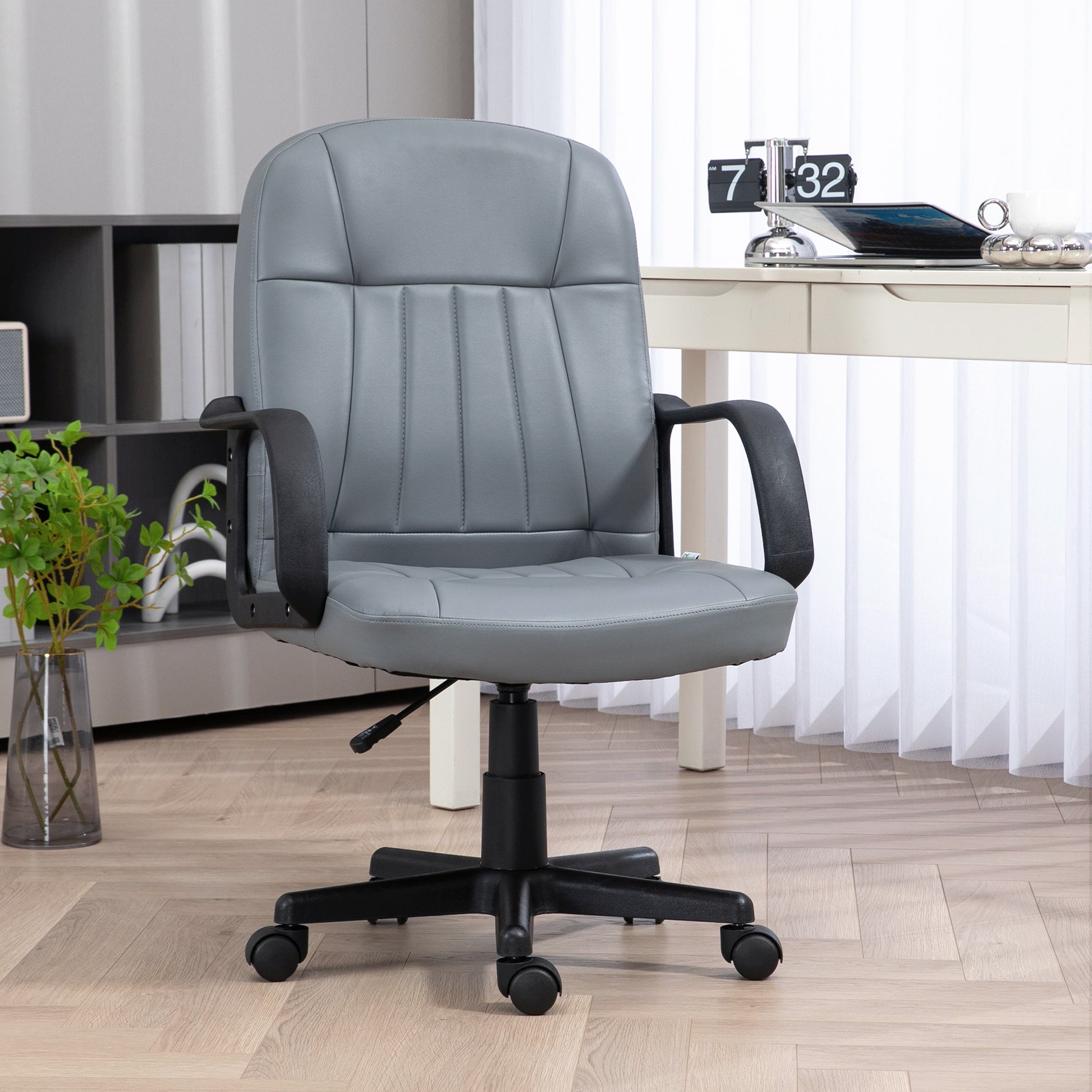 Image for Vinsetto Swivel Executive Office Chair PU Leather Computer Desk Chair Office Furniture Gaming Seater - Grey