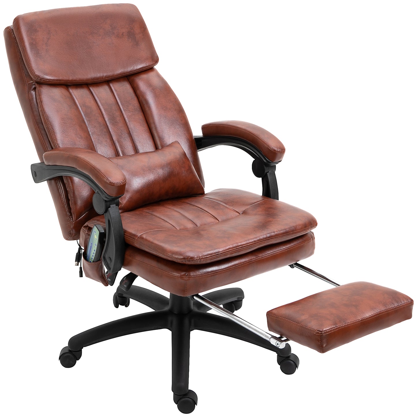 Image for Vinsetto High Back Office Chair, Gaming Recliner Chair with Footrest, 7 Massage Points, Adjustable Height, Reclining Back, PU Leather, Brown