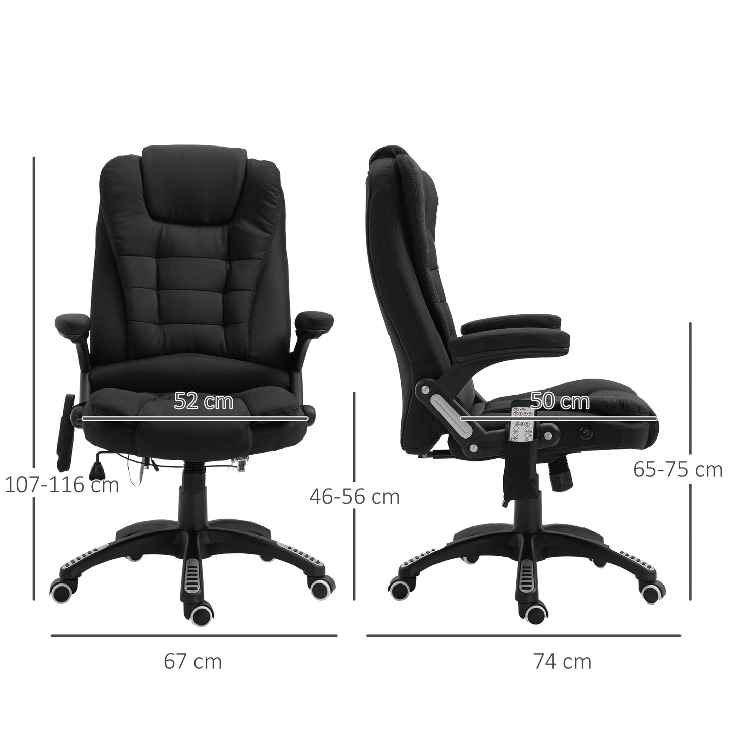 Image for Vinsetto Massage Recliner Chair Heated Office Chair with Six Massage Points Linen-Feel Fabric 360° Swivel Wheels Black