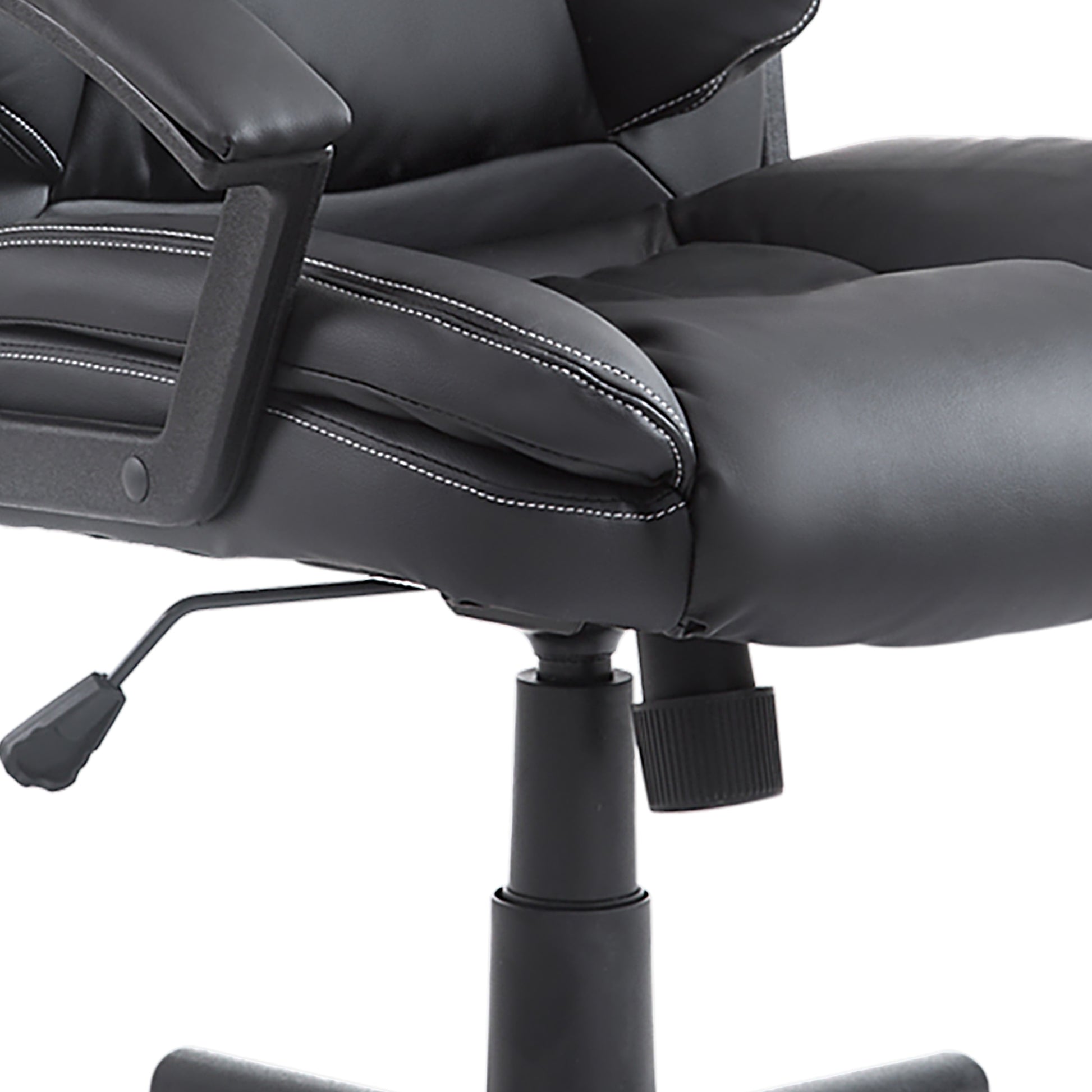 Image for HOMCOM Swivel Executive Office Chair Mid Back Faux Leather Computer Desk Chair for Home with Double-Tier Padding, Arm, Wheels, Black