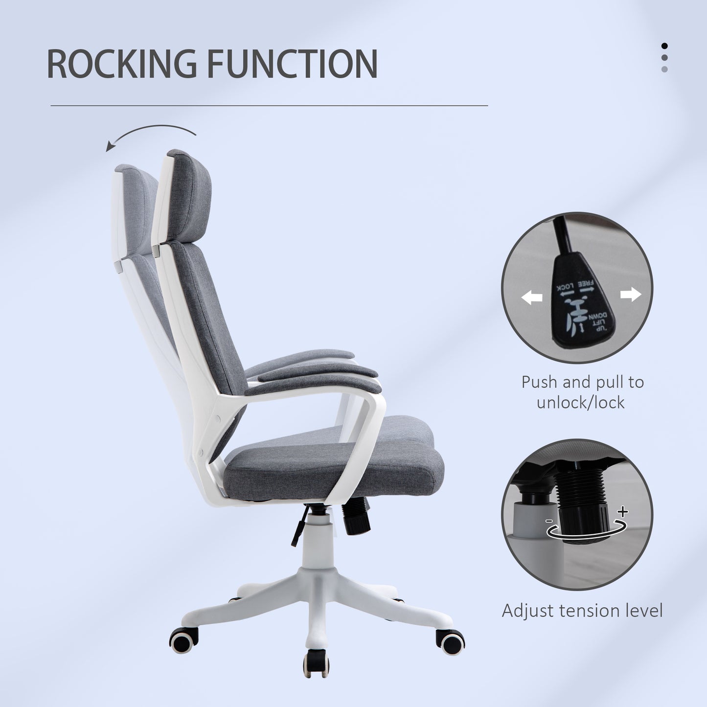 Image for Vinsetto Office Chair High Back 360° Swivel Task Chair Ergonomic Desk Chair with Lumbar Back Support, Adjustable Height