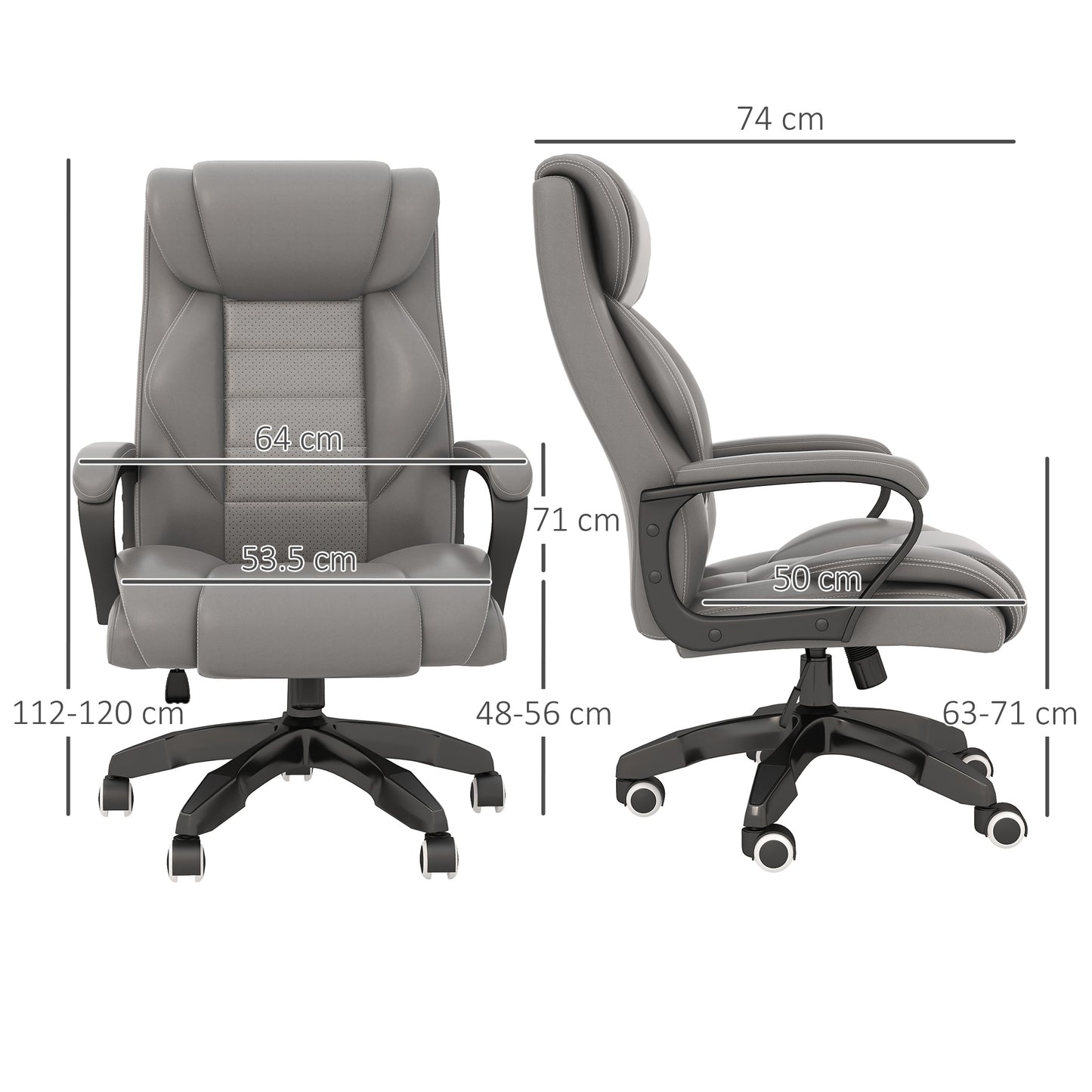 Image for Vinsetto High Back Executive Office Chair 6- Point Vibration Massage Extra Padded Swivel Ergonomic Tilt Desk Seat, Grey