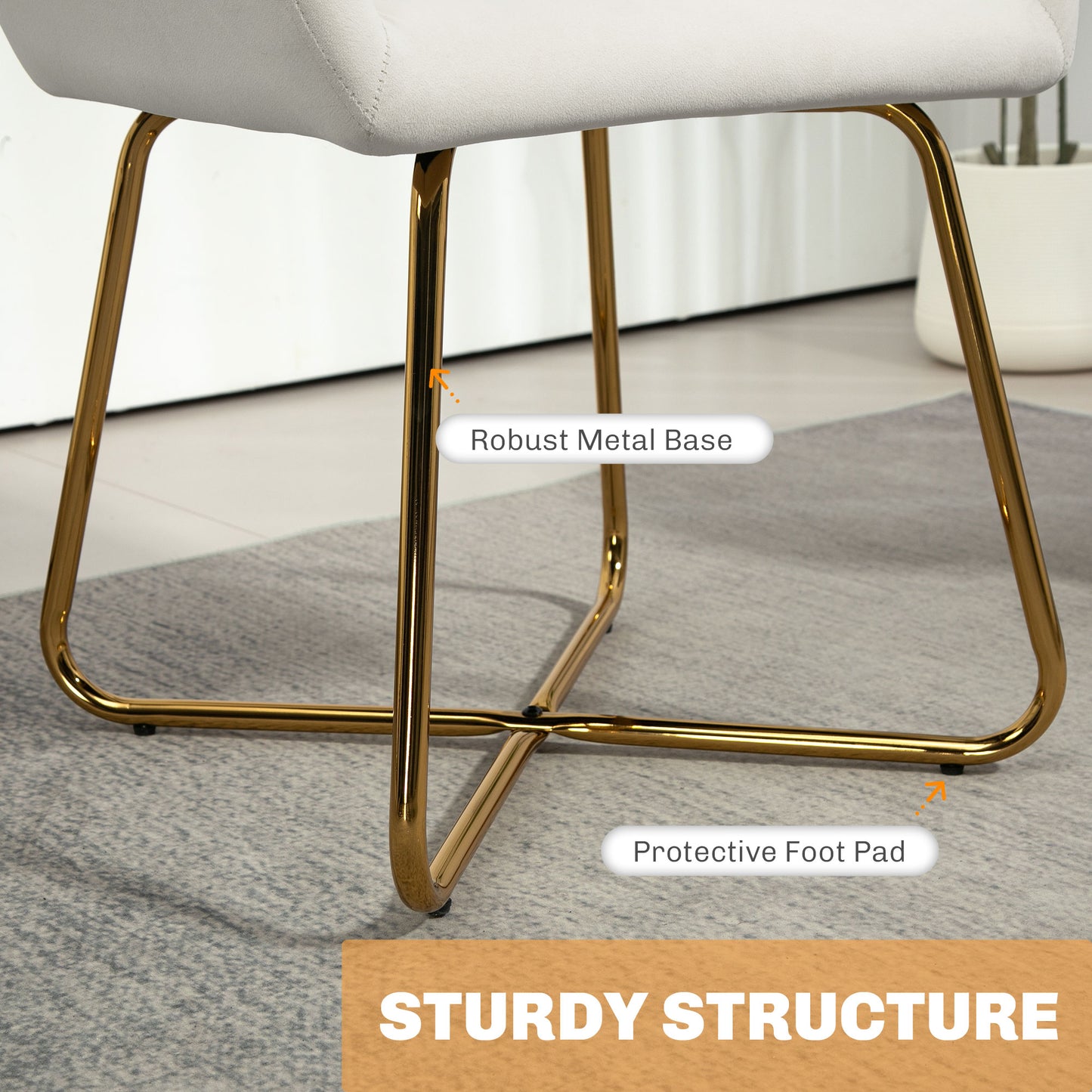 HOMCOM Modern Arm Chair Set of 2 Upholstered Accent Chair with Metal Base for Living Room - ChairwayUK