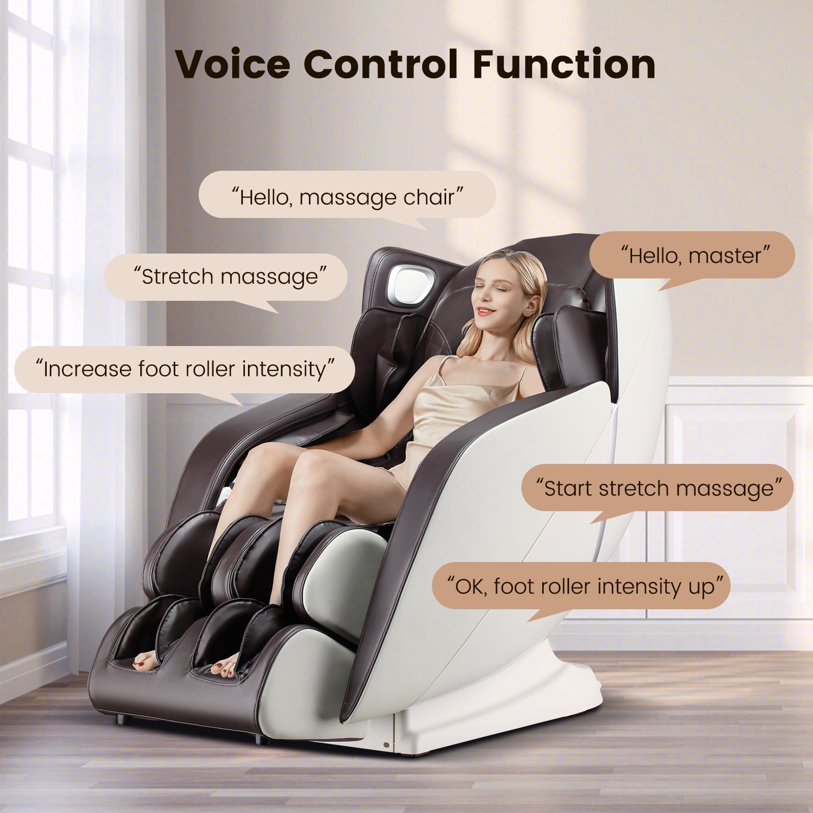 Full Body Zero Gravity SL Track Electric Shiatsu Massage Chair-Grey/Brown - ChairwayUK