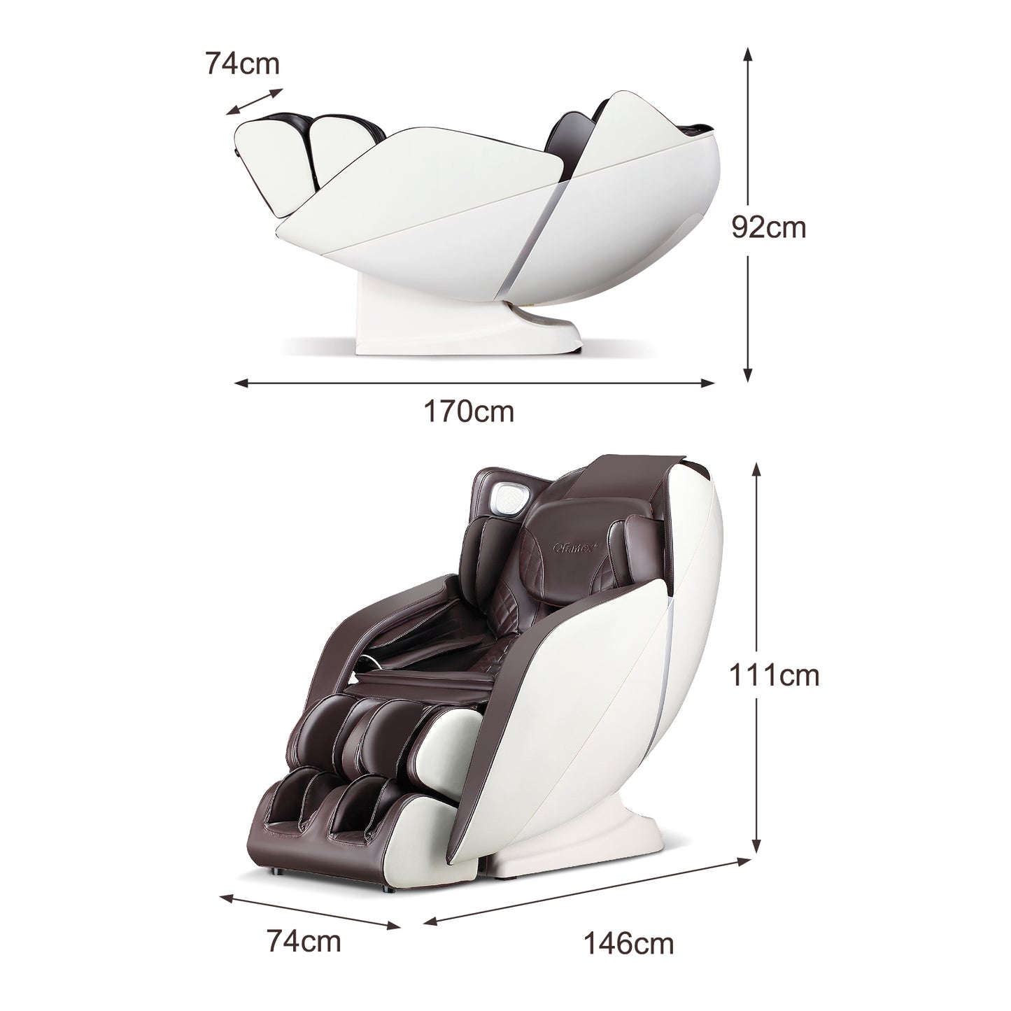 Full Body Zero Gravity SL Track Electric Shiatsu Massage Chair-Grey/Brown - ChairwayUK