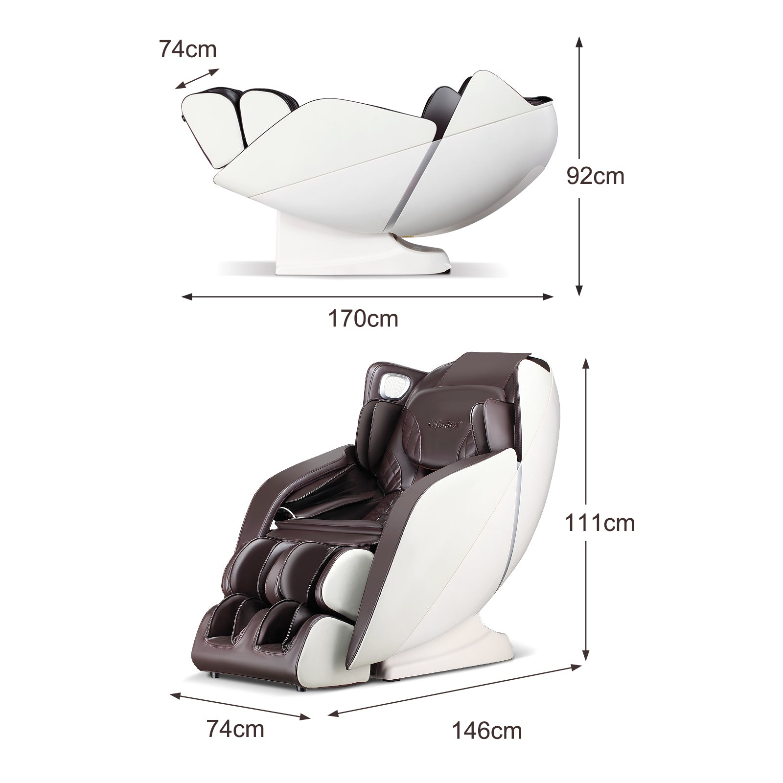 Full Body Zero Gravity SL Track Electric Shiatsu Massage Chair-Grey/Brown - ChairwayUK