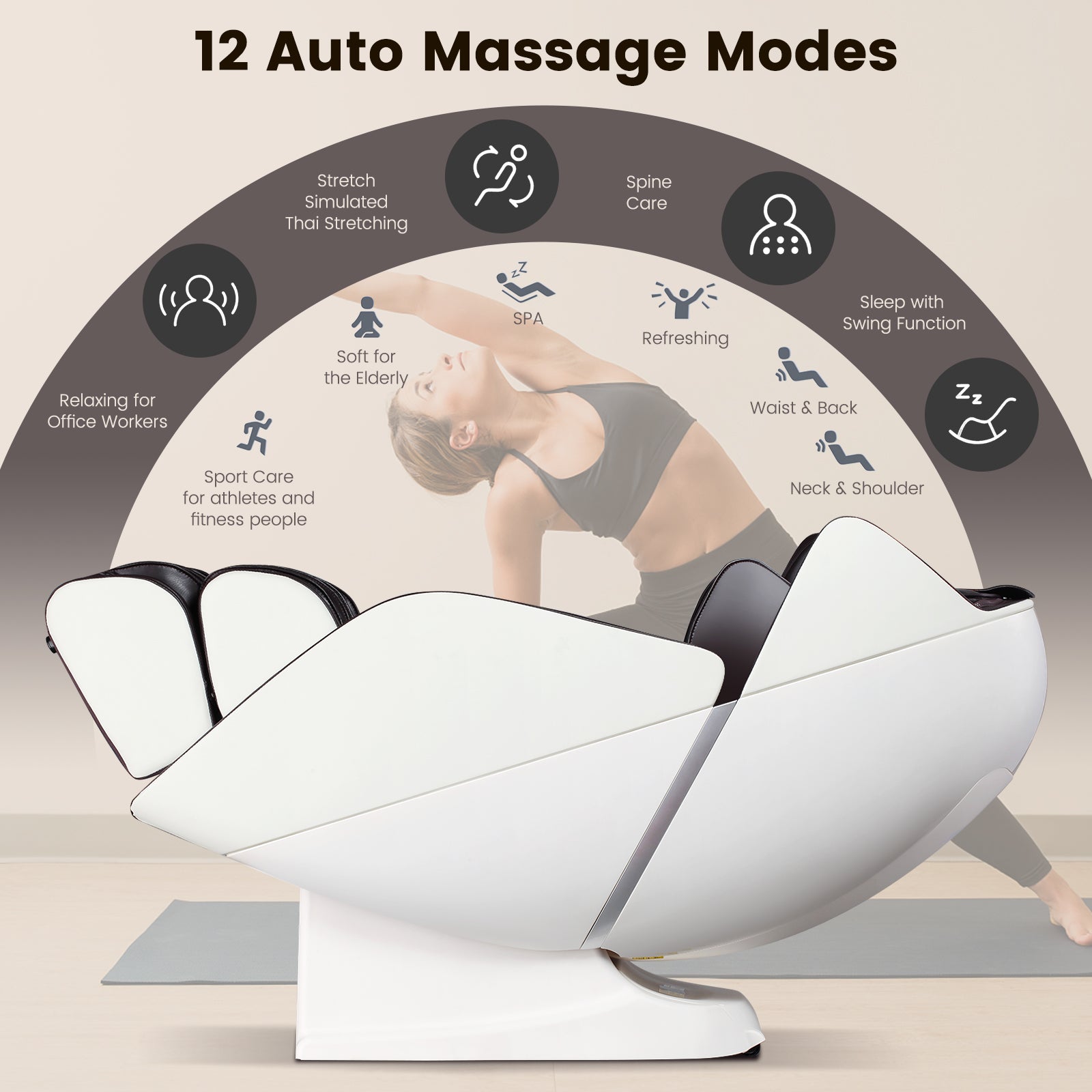 Full Body Zero Gravity SL Track Electric Shiatsu Massage Chair-Grey/Brown - ChairwayUK