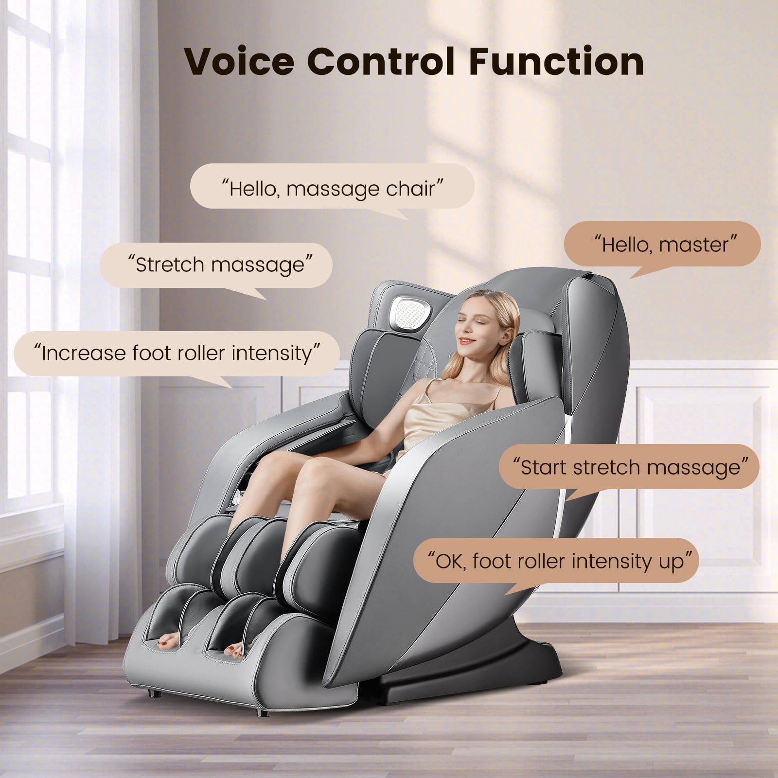 Full Body Zero Gravity SL Track Electric Shiatsu Massage Chair-Grey/Brown - ChairwayUK
