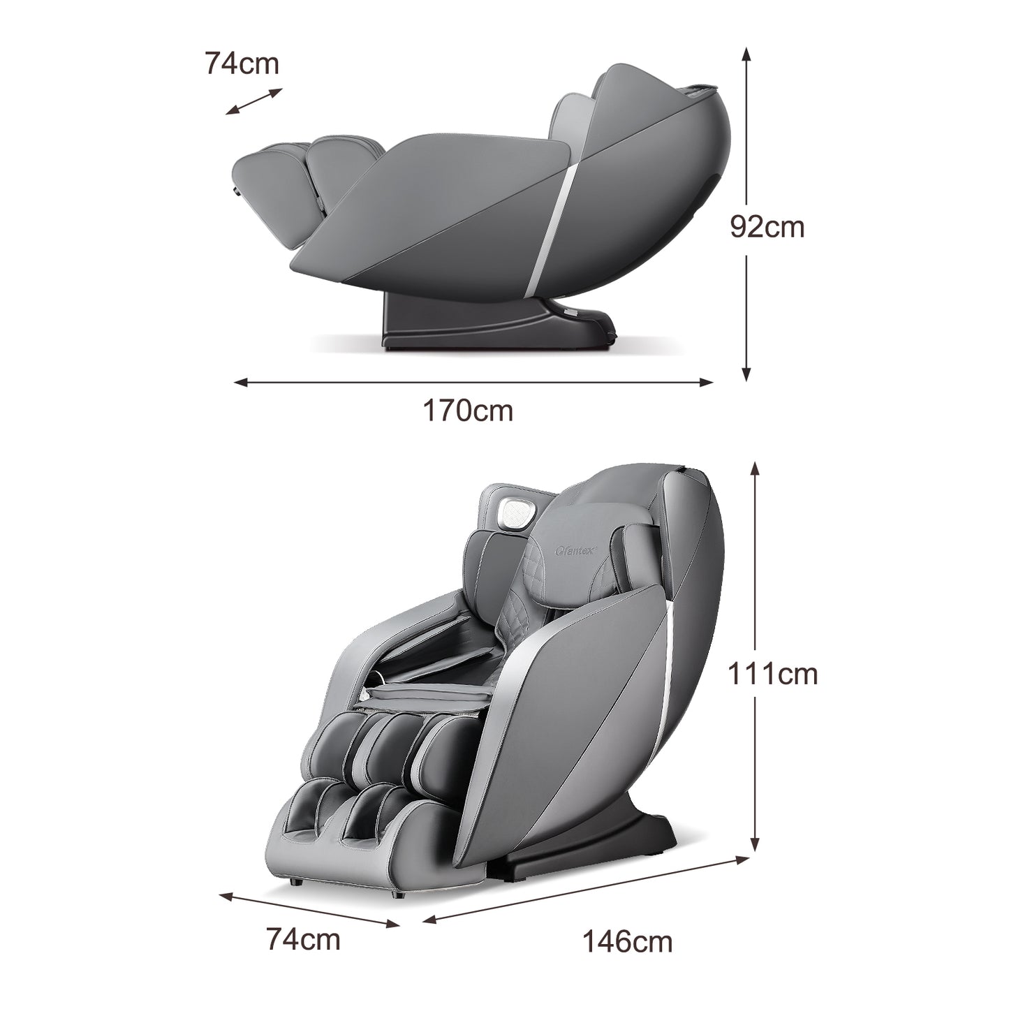 Full Body Zero Gravity SL Track Electric Shiatsu Massage Chair-Grey/Brown - ChairwayUK