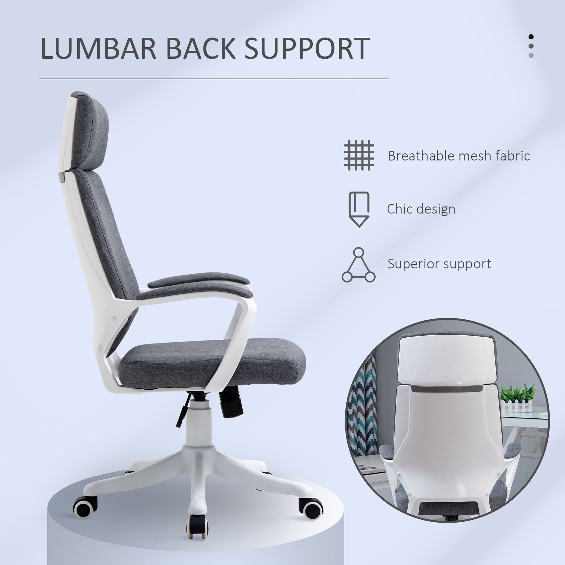 Image for Vinsetto Office Chair High Back 360° Swivel Task Chair Ergonomic Desk Chair with Lumbar Back Support, Adjustable Height