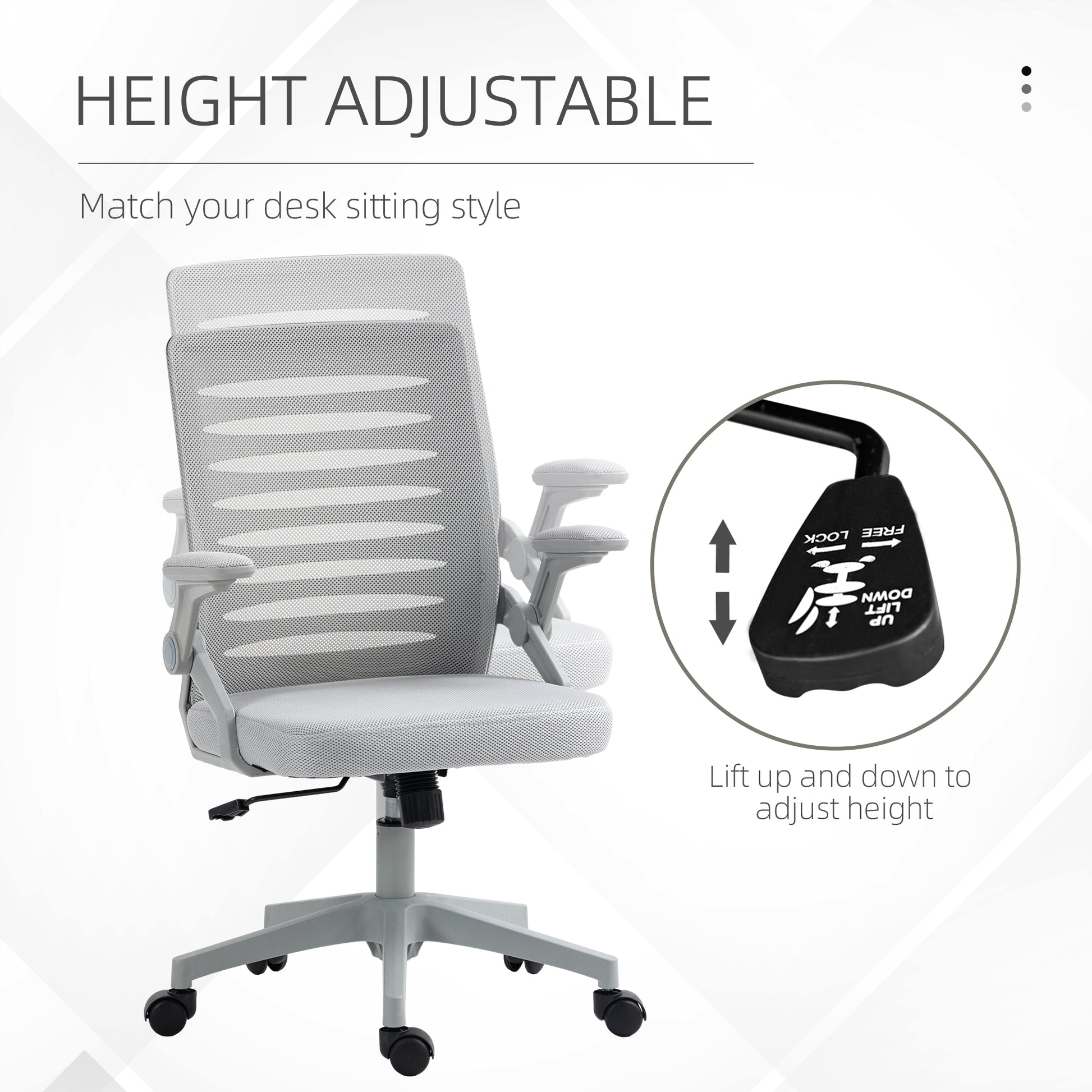 Image for Vinsetto Mesh Office Chair, Swivel Task Computer Chair for Home with Lumbar Support