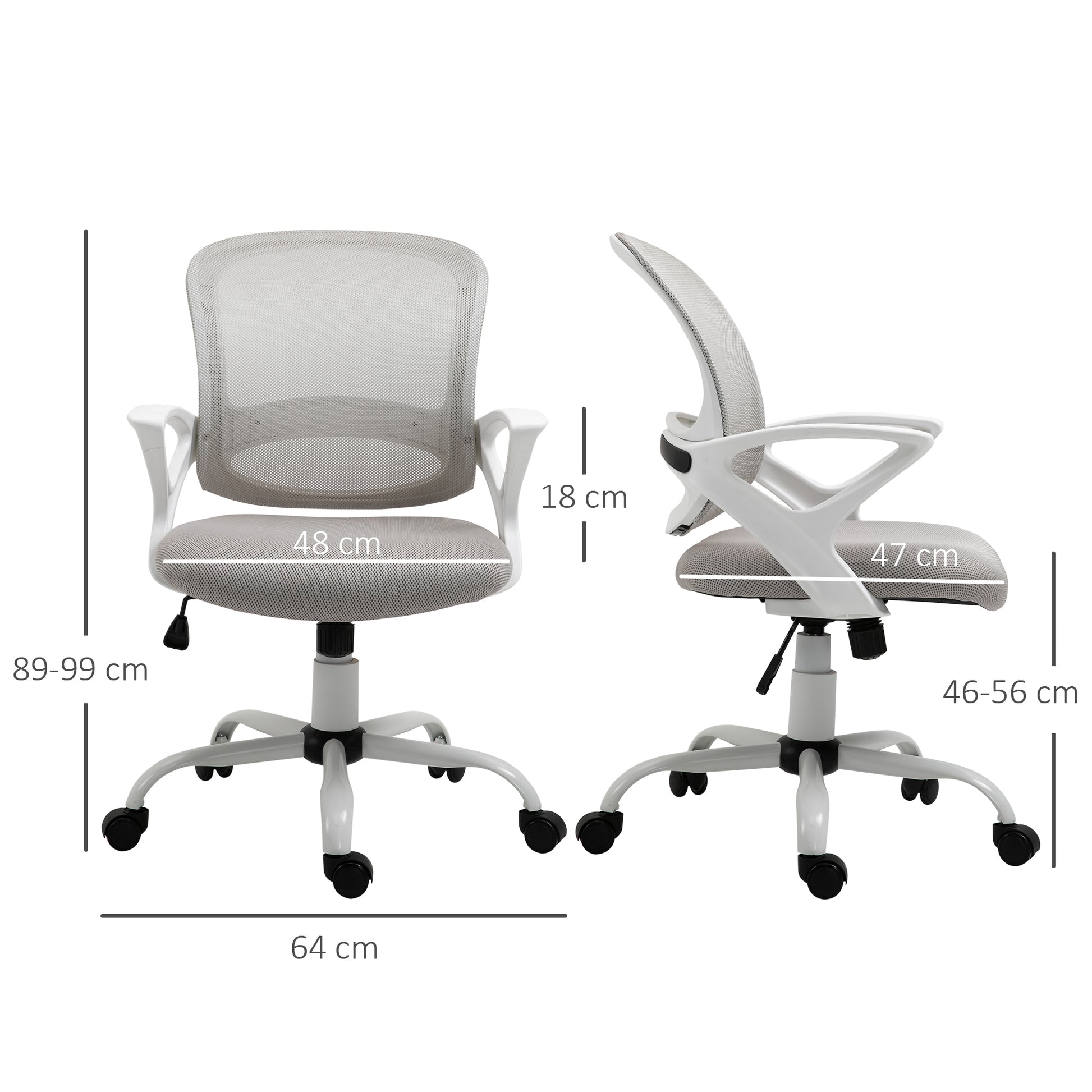 Image for Vinsetto Office Chair Mesh Swivel Desk Chair with Lumbar Back Support Adjustable Height Armrests Grey