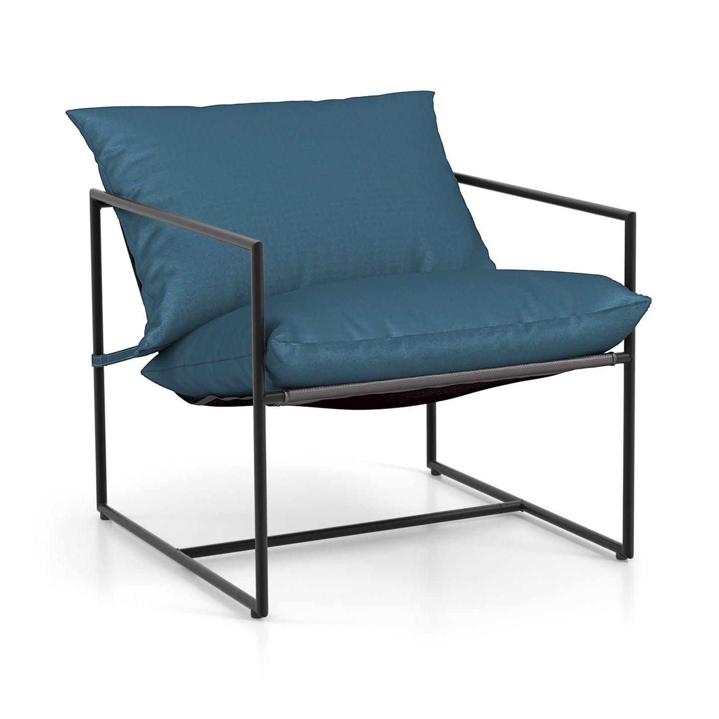 Sling Metal Framed Accent Chairs Set of 2 with Removable Sponge Cushions-Navy - ChairwayUK