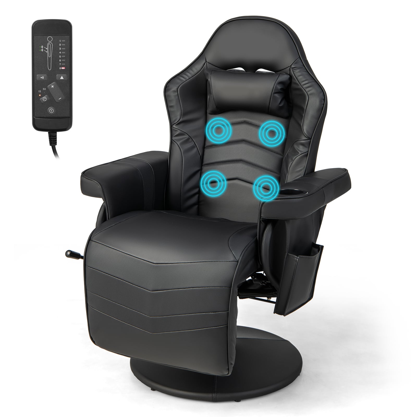 Electric Massage Gaming Chair with Cup Holder and Side Pouch - ChairwayUK