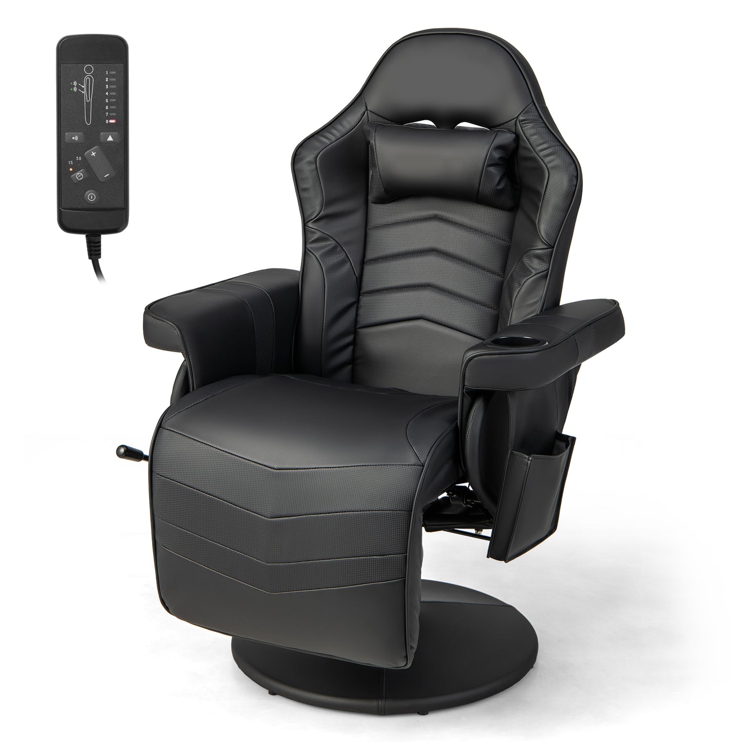 Electric Massage Gaming Chair with Cup Holder and Side Pouch - ChairwayUK