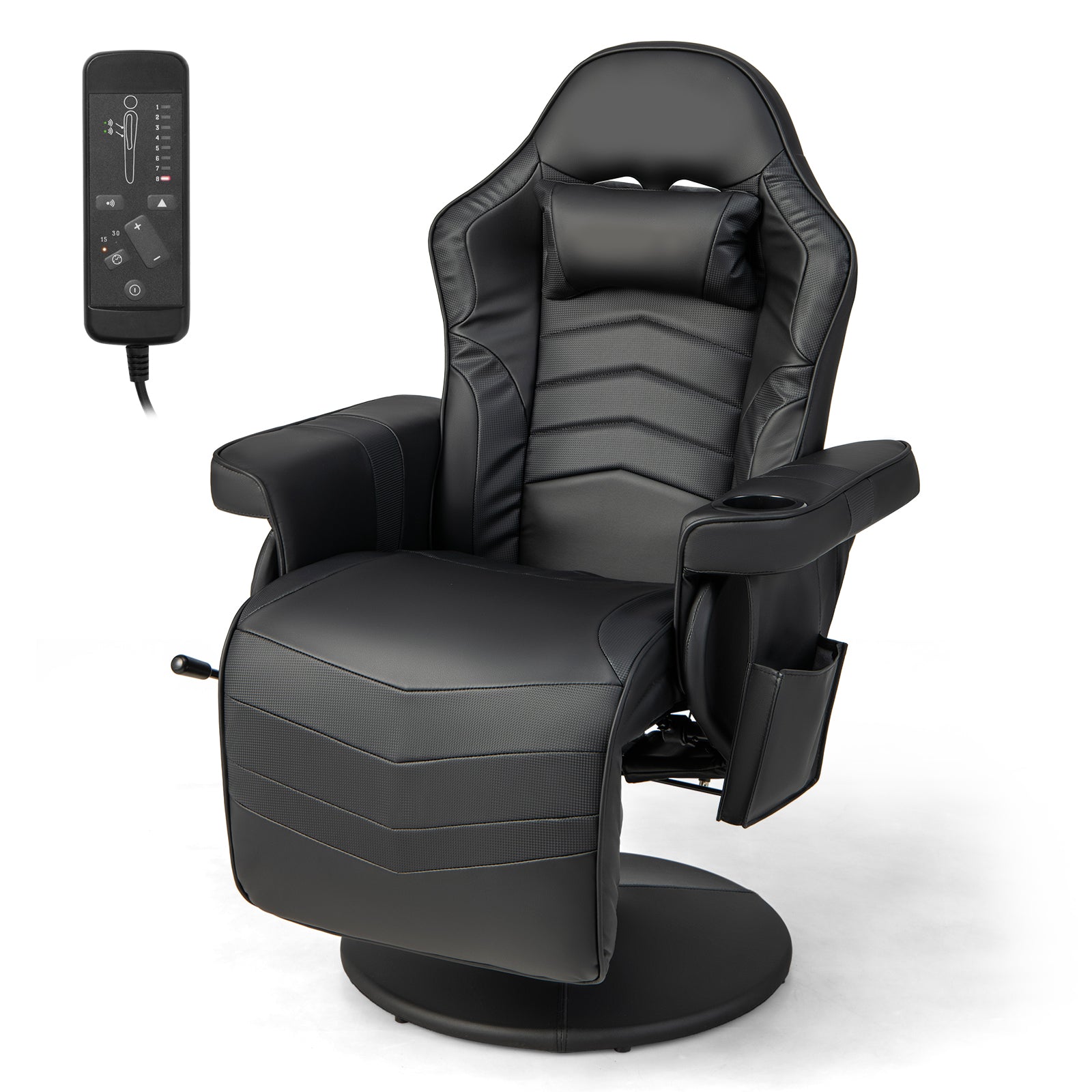Electric Massage Gaming Chair with Cup Holder and Side Pouch - ChairwayUK