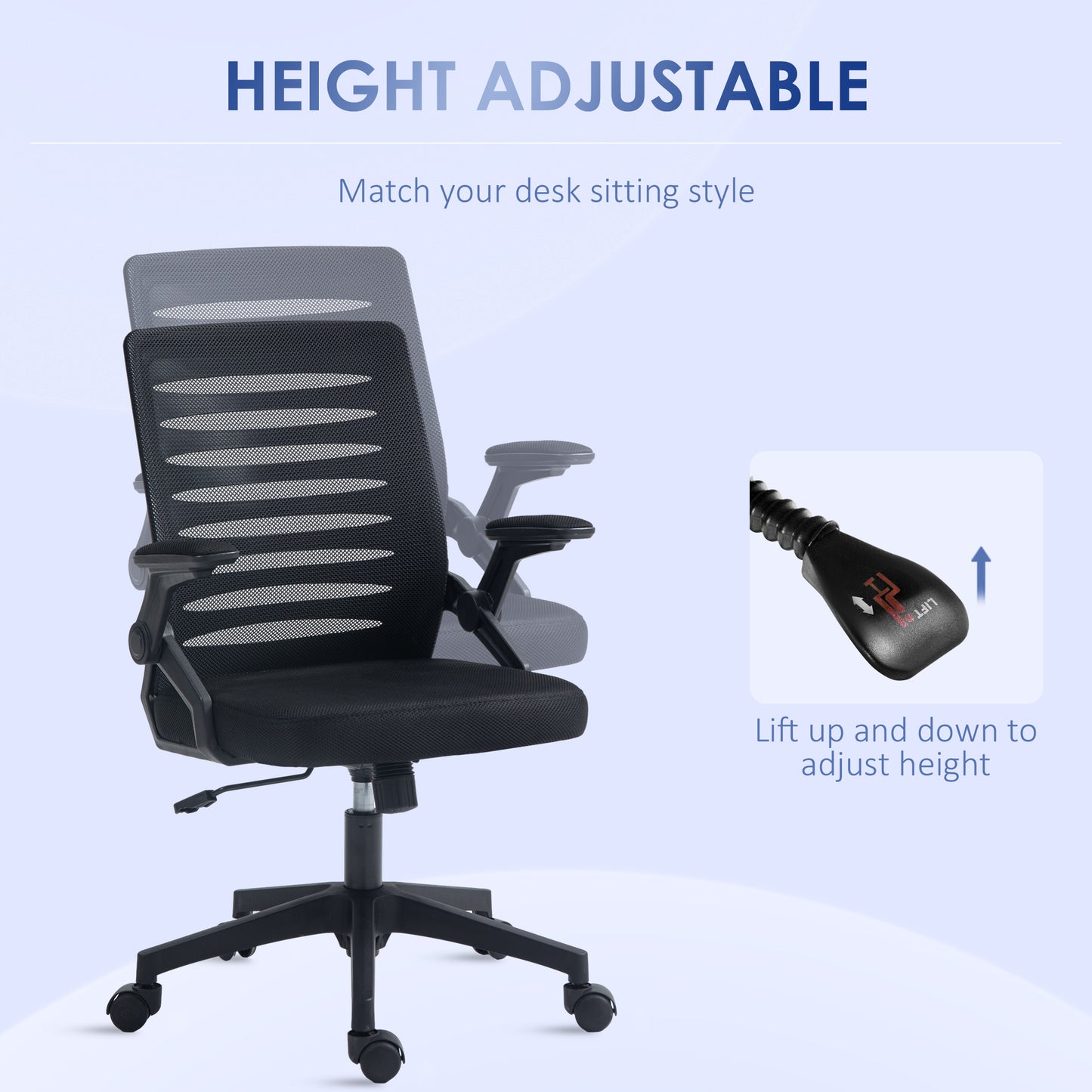 Image for Vinsetto Mesh Office Chair, Swivel Task Computer Chair for Home with Lumbar Support