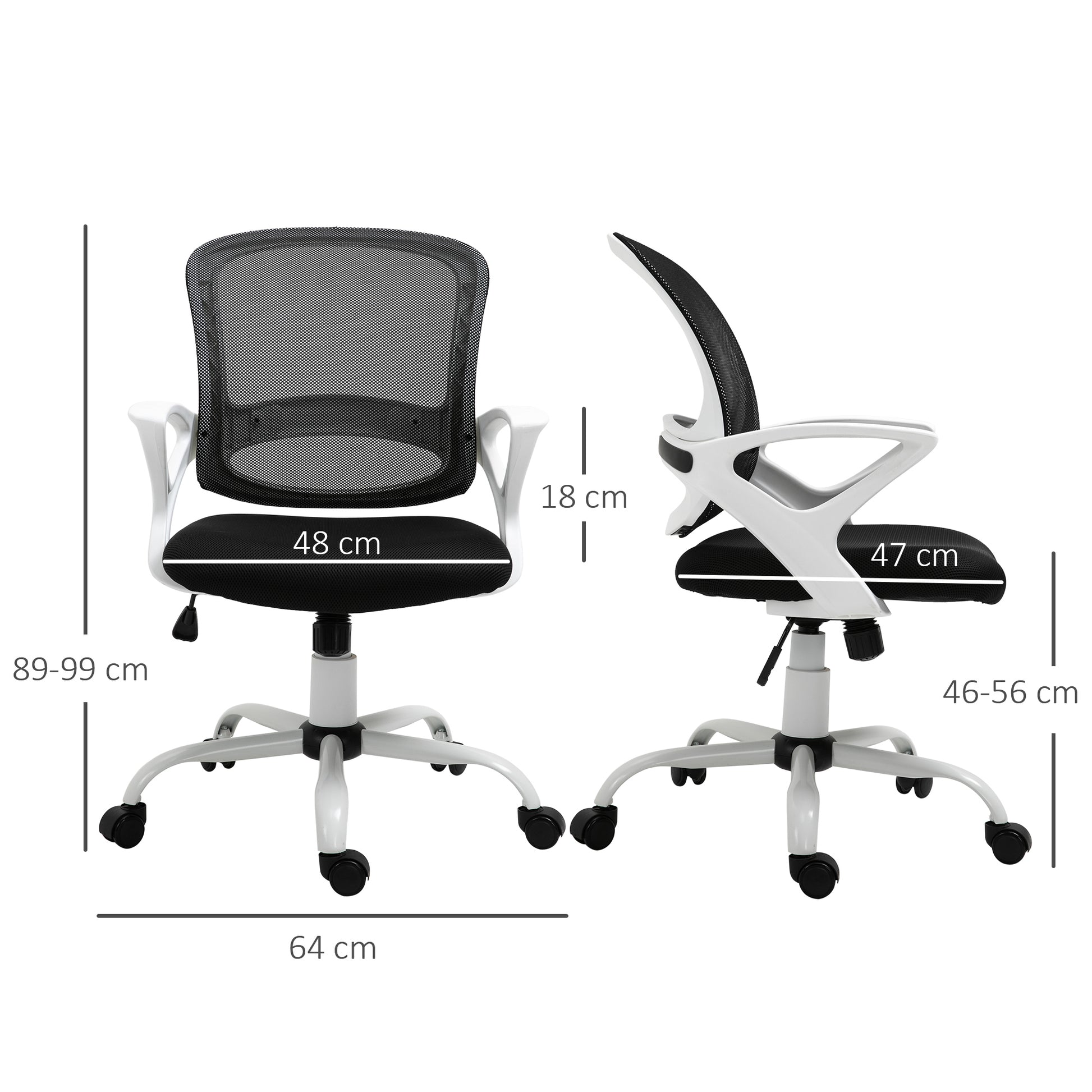 Image for Vinsetto Office Chair Mesh Swivel Desk Chair with Lumbar Back Support Adjustable Height Armrests Black