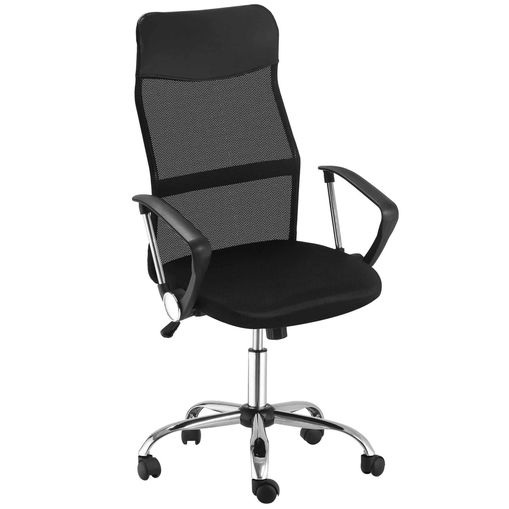 Image for Vinsetto Linen Office Swivel Chair Mid Back Computer Desk Chair with Adjustable Seat, Arm - Purple