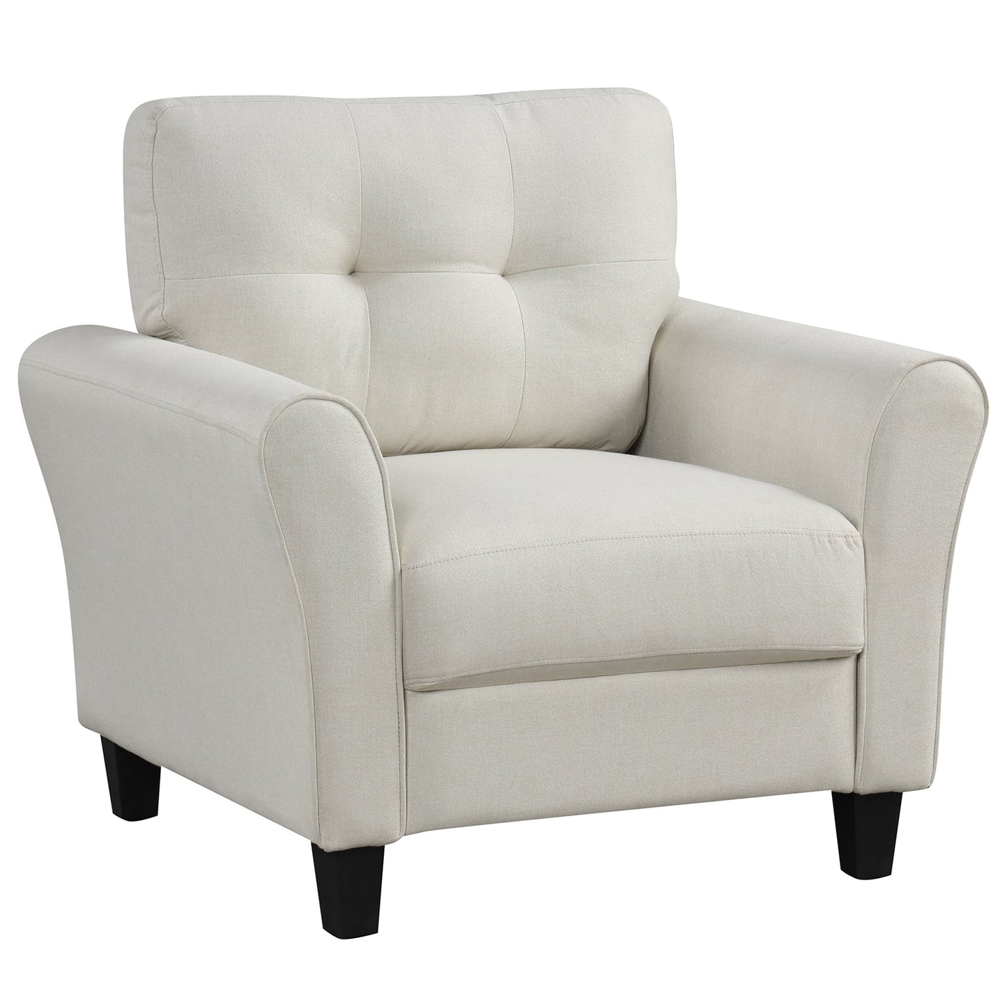 Tufted Upholstered Accent Chair with Non-slip Foot Pads Lifestyle Dimensions Beige