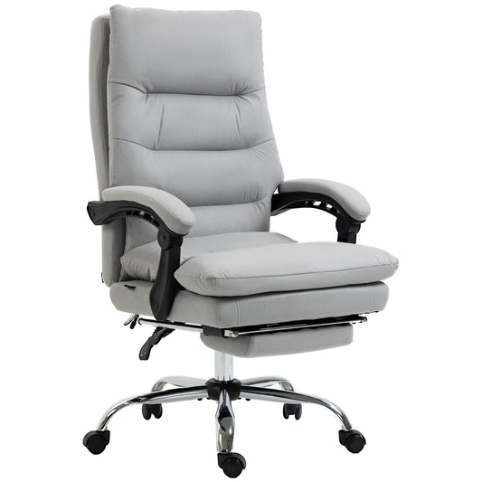 Image for Vinsetto Vibration Massage Office Chair with Heat, Microfibre Computer Chair with Footrest, Armrest, Reclining Back, Double-tier Padding, Grey