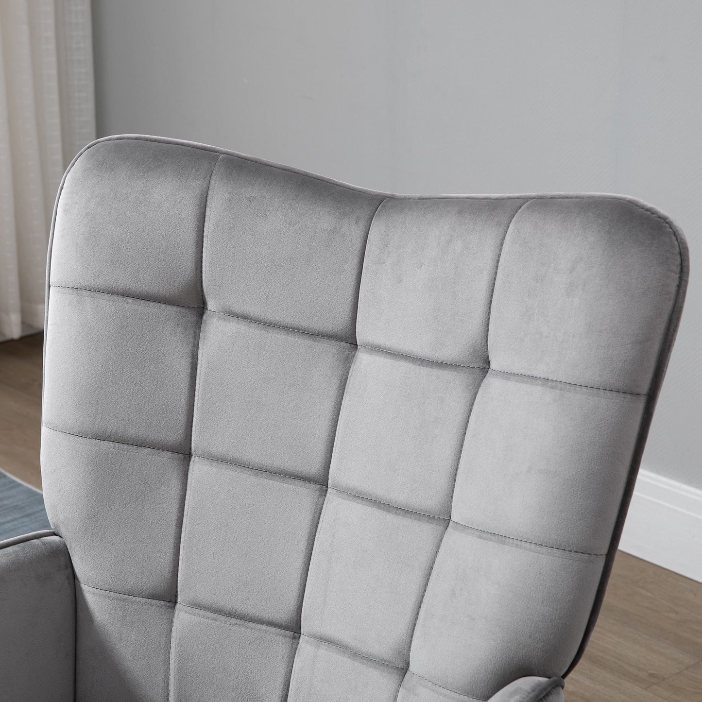 Modern Accent Chair Velvet-Touch Tufted Wingback Armchair Upholstered Leisure Lounge Sofa Club Chair with Wood Legs, Set of 2