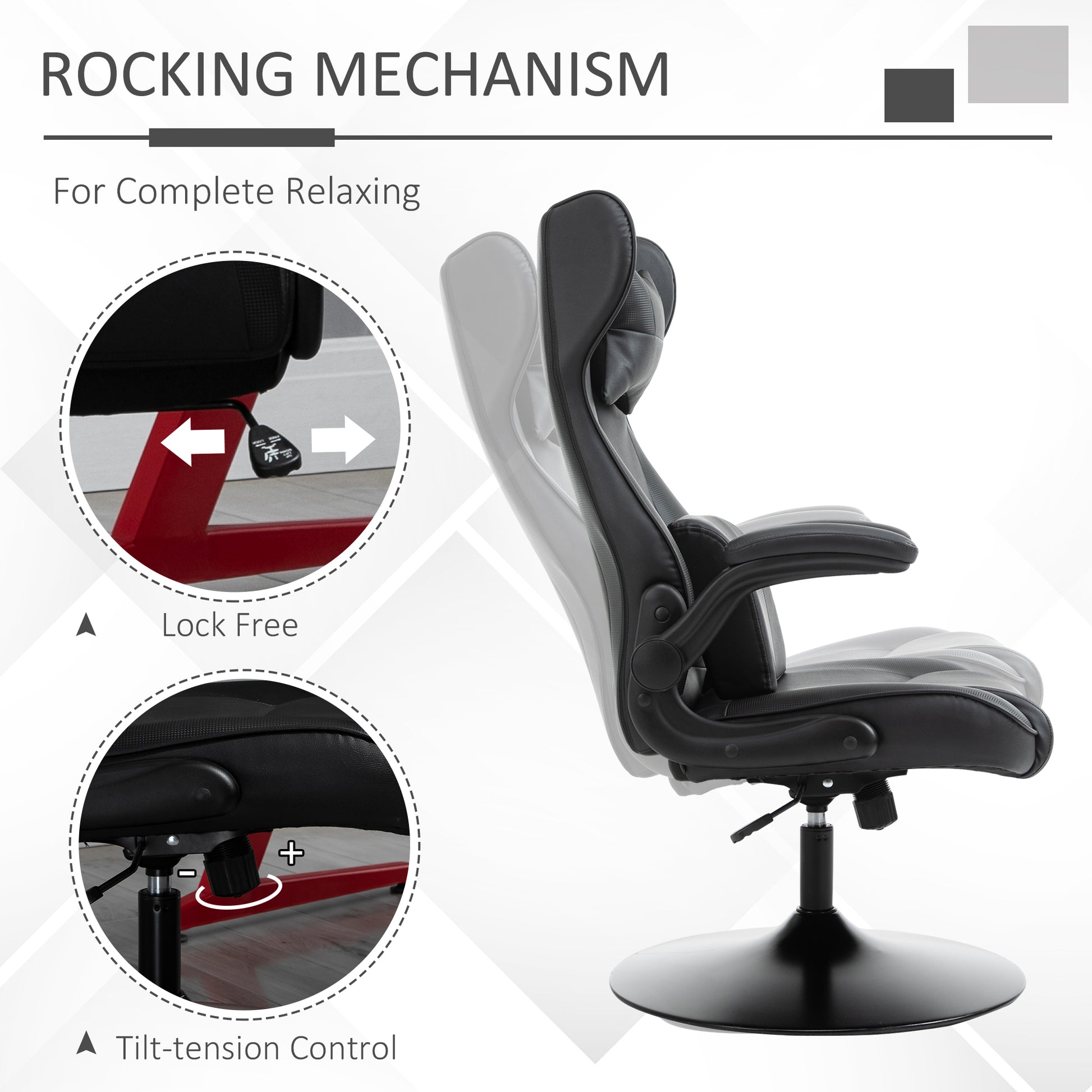 Image for Vinsetto Video Game Chair with Lumbar Support, Racing Style Home Office Chair, Computer Chair with Swivel Base, Flip-up Armrest and Headrest, Black