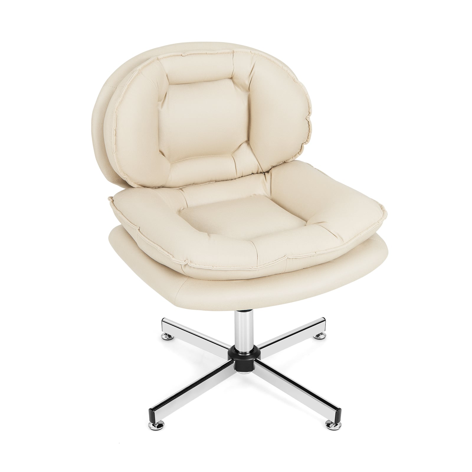 Upholstered Home Office Desk Chair with Double Padded Back and Seat Beige Upholstered Home Office Desk Chair with Double Padded Back and Seat 360° swivel seat  Height adjustable (43–53 cm) with  Heavy-duty gas lift Anti-slip foot pads