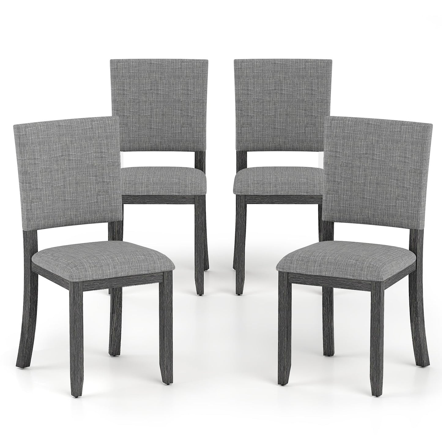 Upholstered Dining Chairs Set of 4 with Soft Padded Seat and Solid Wood Frame