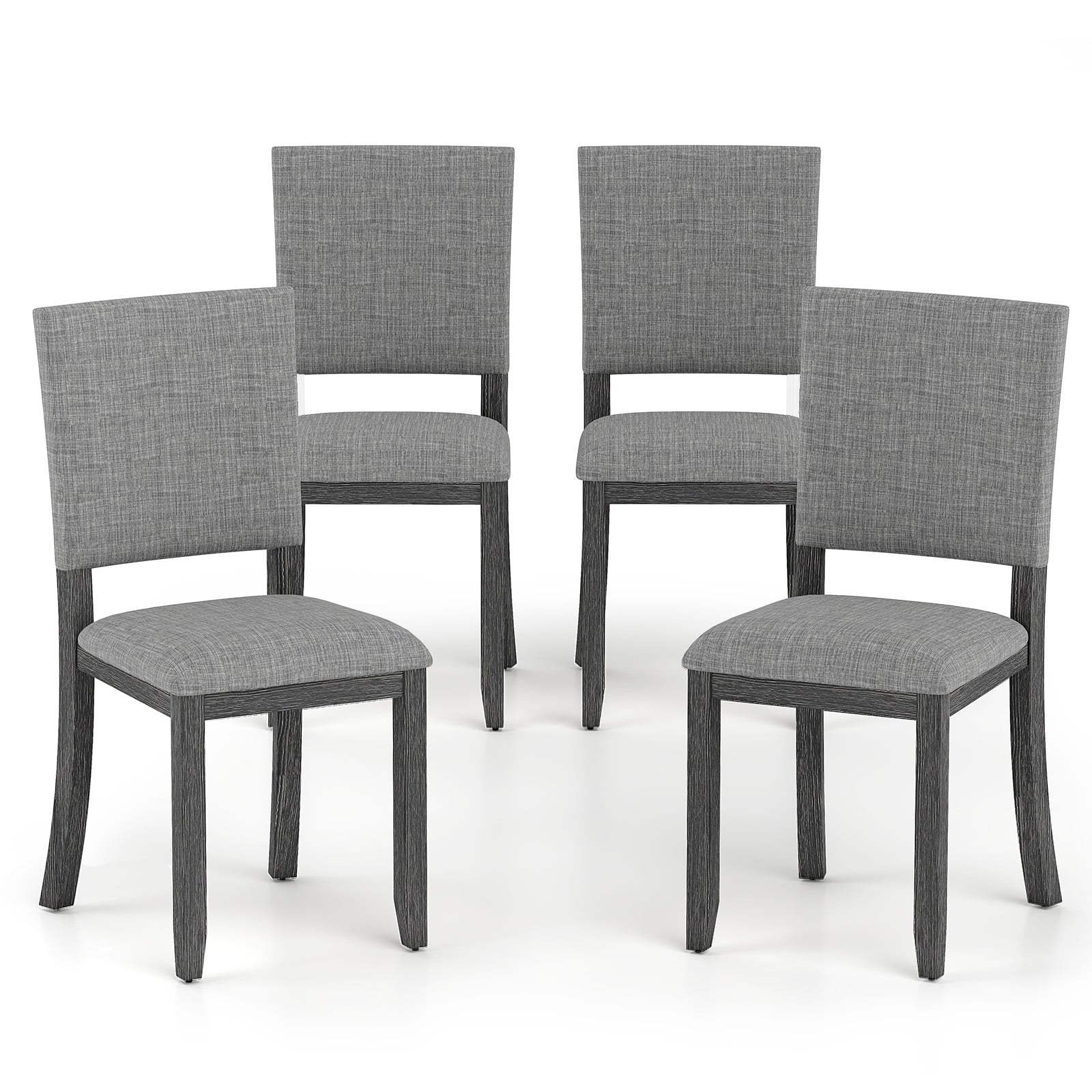 Upholstered Dining Chairs Set of 4 with Soft Padded Seat and Solid Wood Frame grey