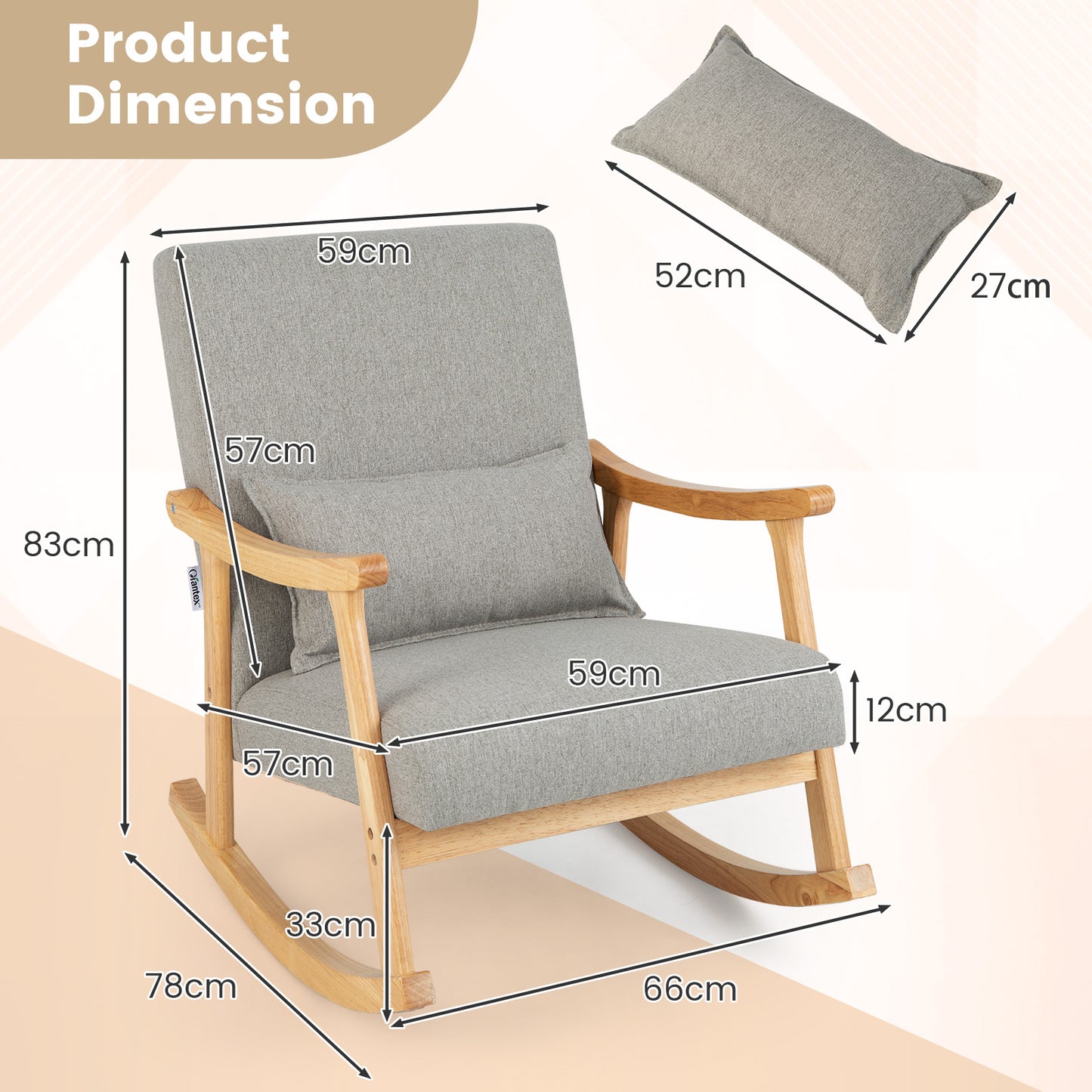 Upholstered_Rocking_Chair_Modern_Rocker_with_Rubber_Wood_Frame-Lifestyle_livingRoom_DImension