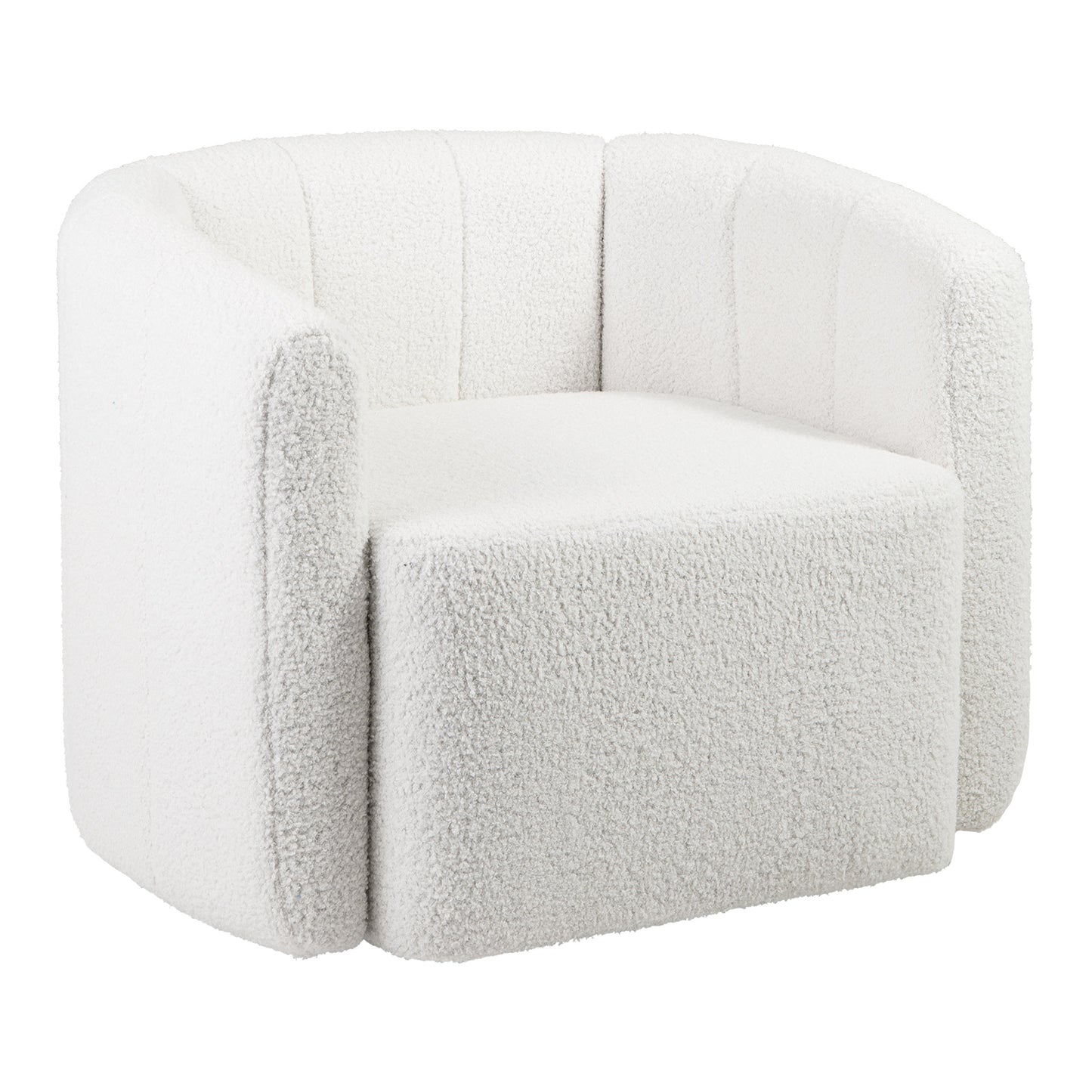 Upholstered Swivel Barrel Chair with Backrest and Armrest White