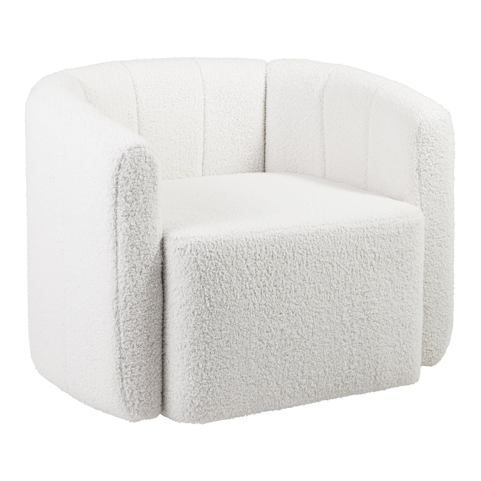Upholstered Swivel Barrel Chair with Backrest and Armrest White