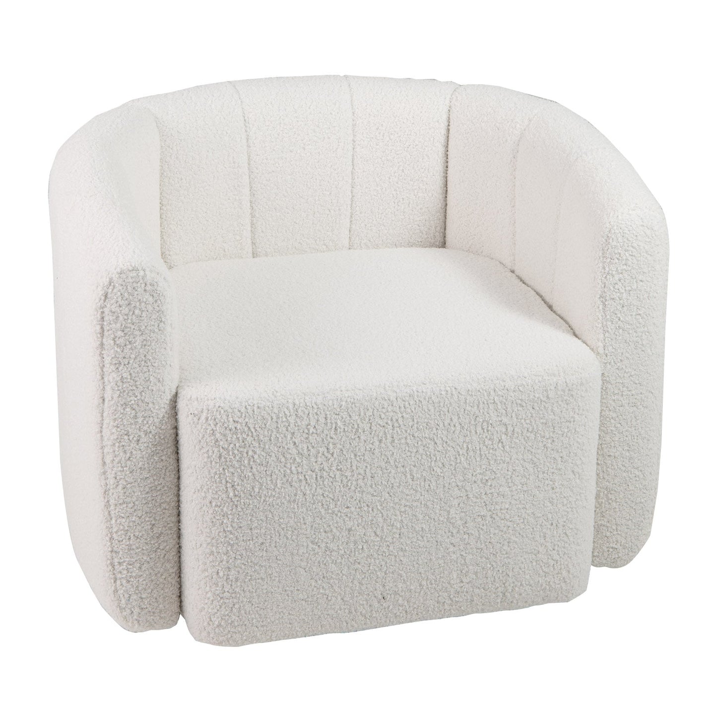 Upholstered Swivel Barrel Chair with Backrest and Armrest White 