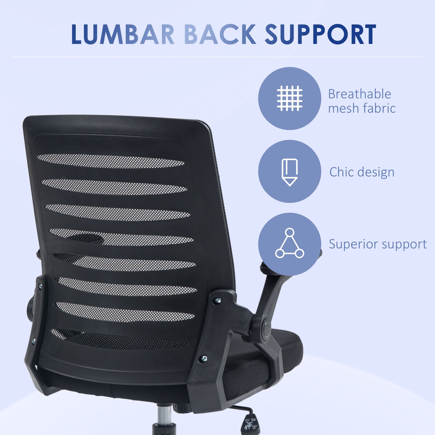 Image for Vinsetto Mesh Office Chair, Swivel Task Computer Chair for Home with Lumbar Support