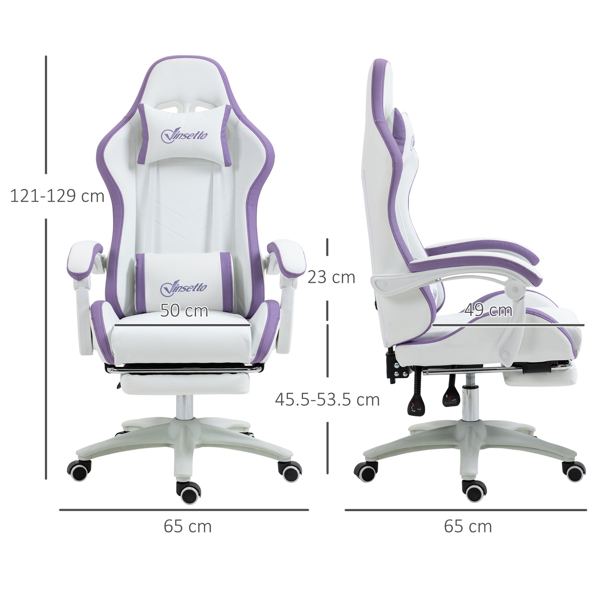 Image for Vinsetto Racing Gaming Chair, Reclining PU Leather Computer Chair with 360 Degree Swivel Seat, Footrest, Removable Headrest and Lumber Support, Purple