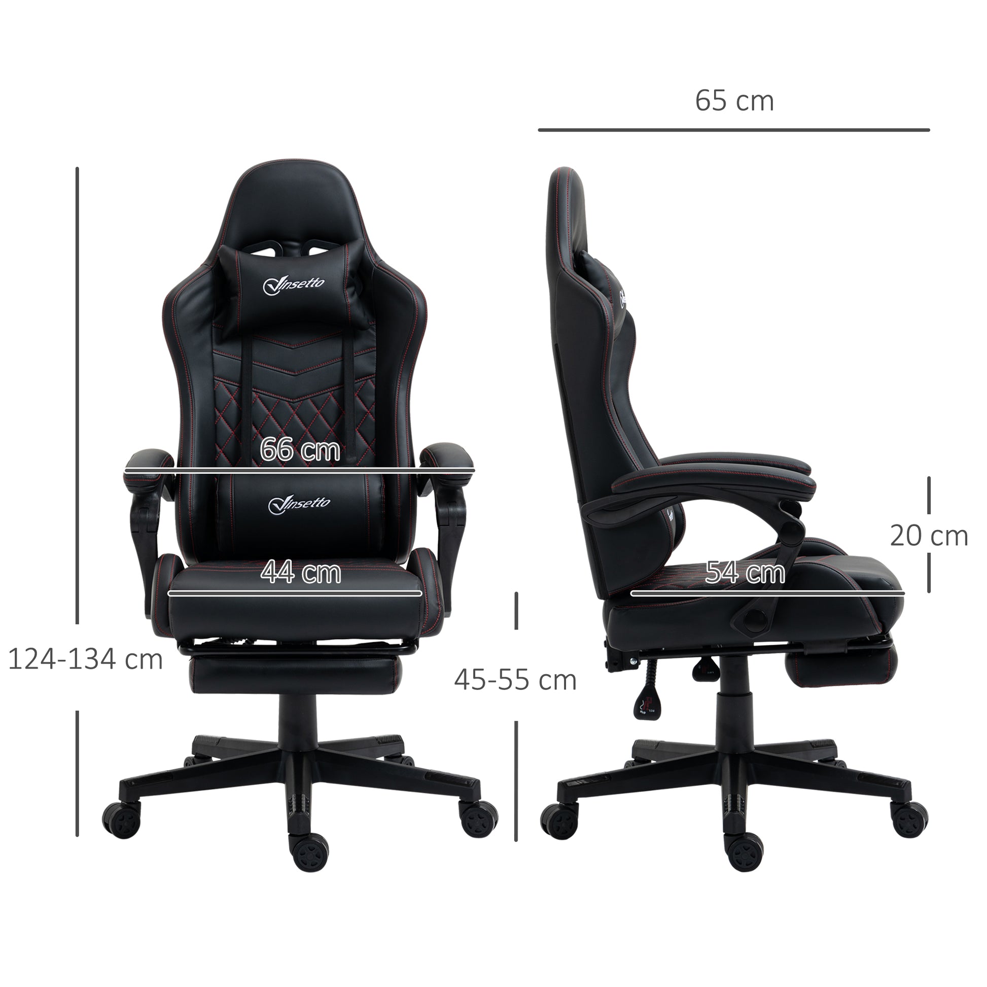 Image for Vinsetto Racing Gaming Chair with Swivel Wheel, Footrest, Faux Leather Recliner Gamer Desk for Home Office, Black