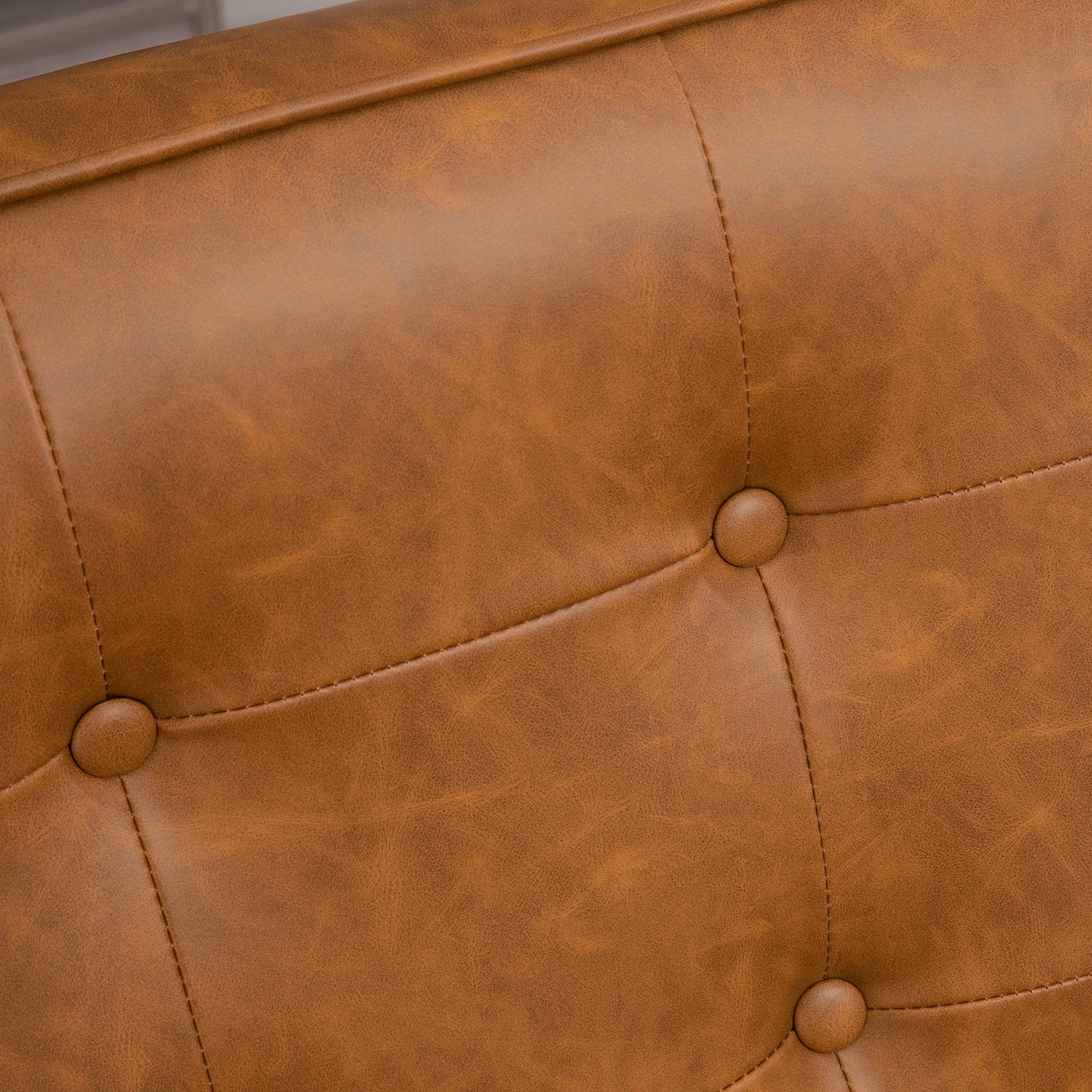 HOMCOM 2 Pack Retro-Style Accent Chair, with Faux Leather Seat - Brown - ChairwayUK