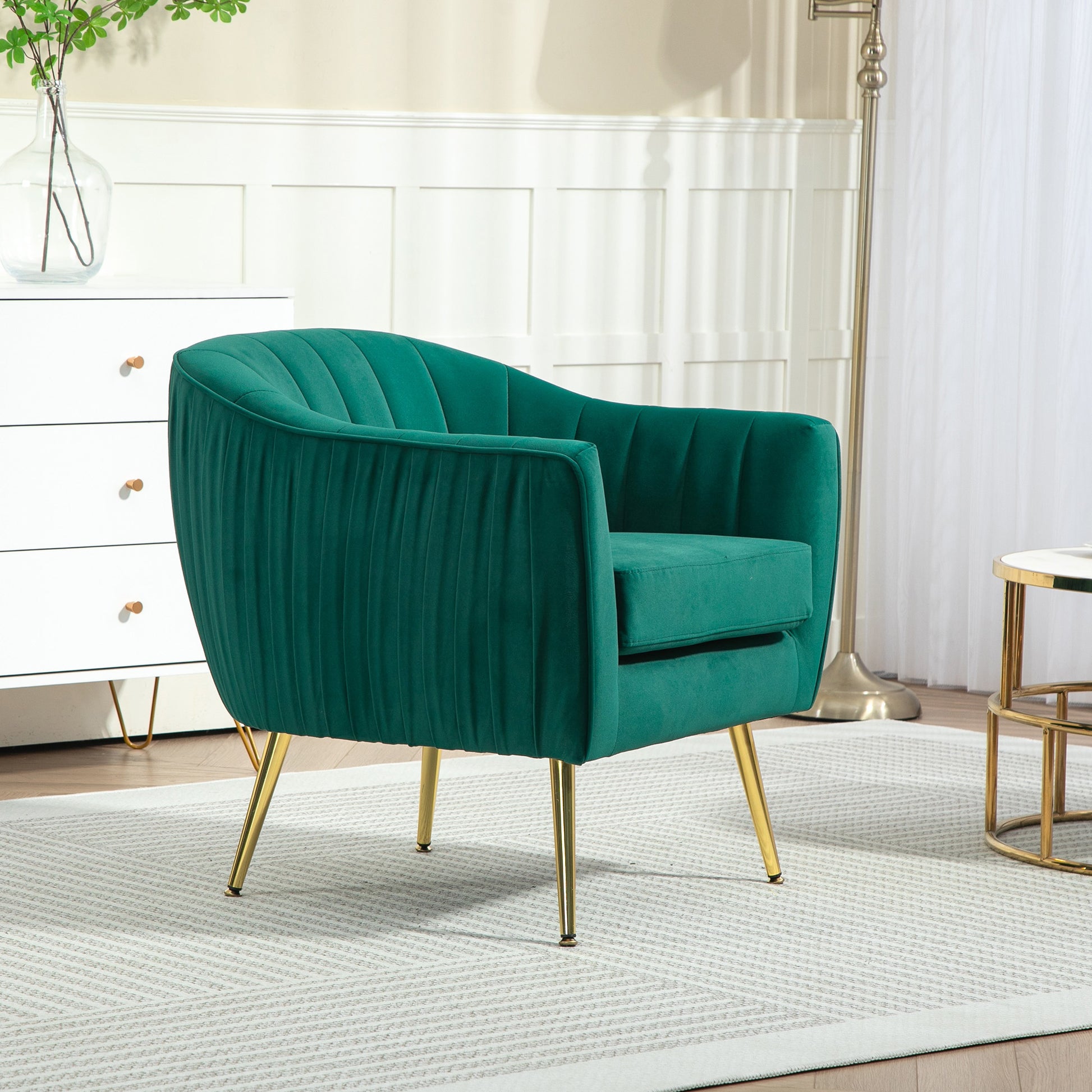 Velvet-Feel Shell Back Accent Chair_side_Live