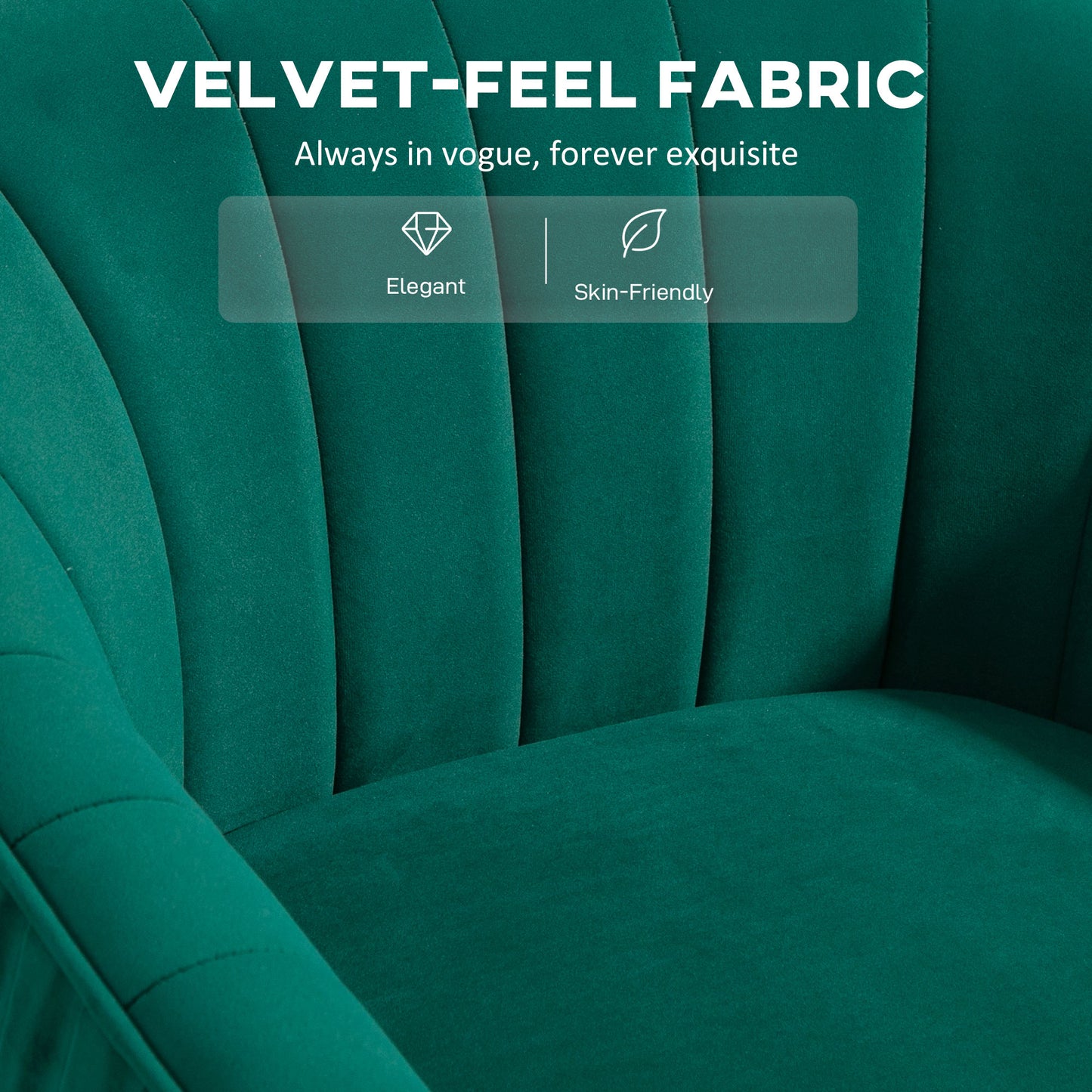 Velvet-Feel Shell Back Green Accent Chair Material feel