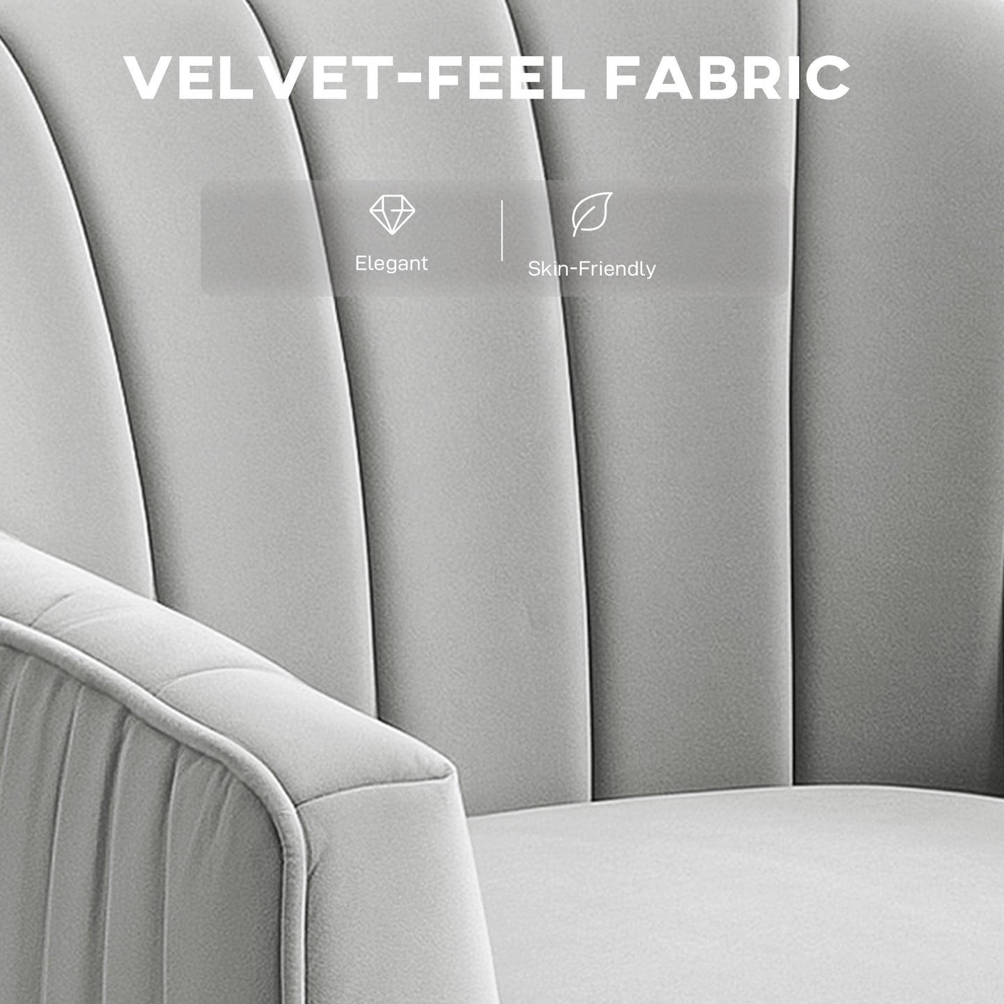 Velvet-Feel_Shell_Back_Grey_Accent_Chair_Material_Feel