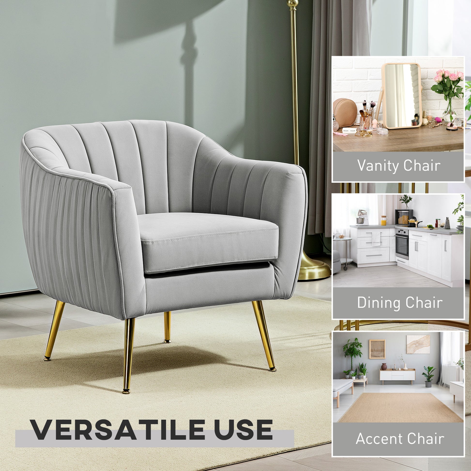 Velvet-Feel_Shell_Back_Grey_Accent_Chair_Usages