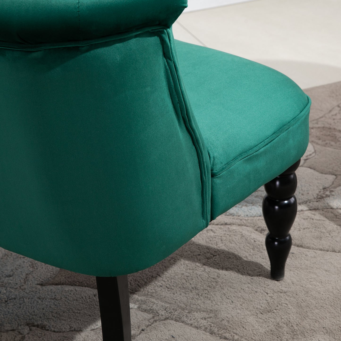 Velvet Accent Chair Set of 2 green back side view close up 
