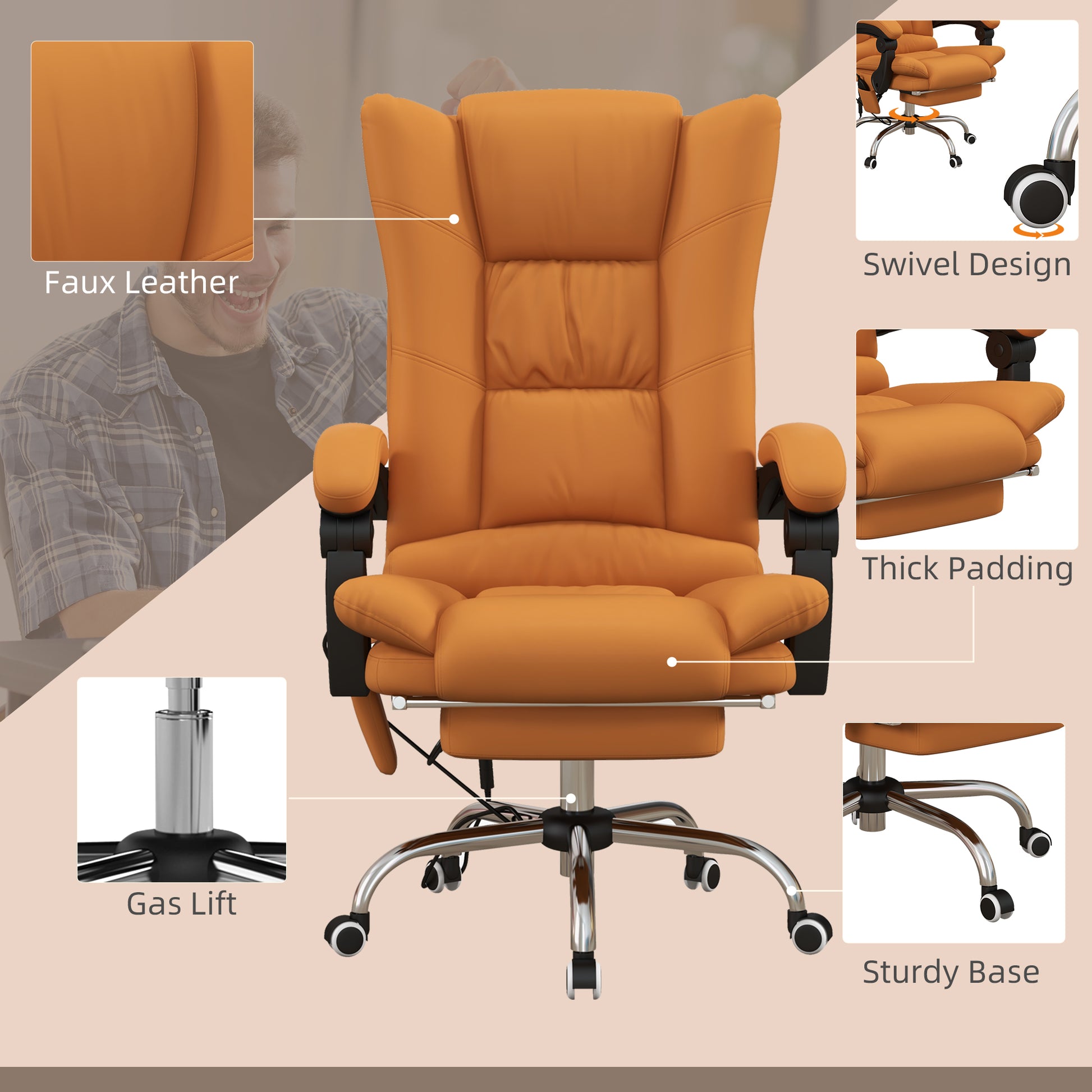 Massage Office Chair with Heat - Leather Computer Chair | Chairway.UK