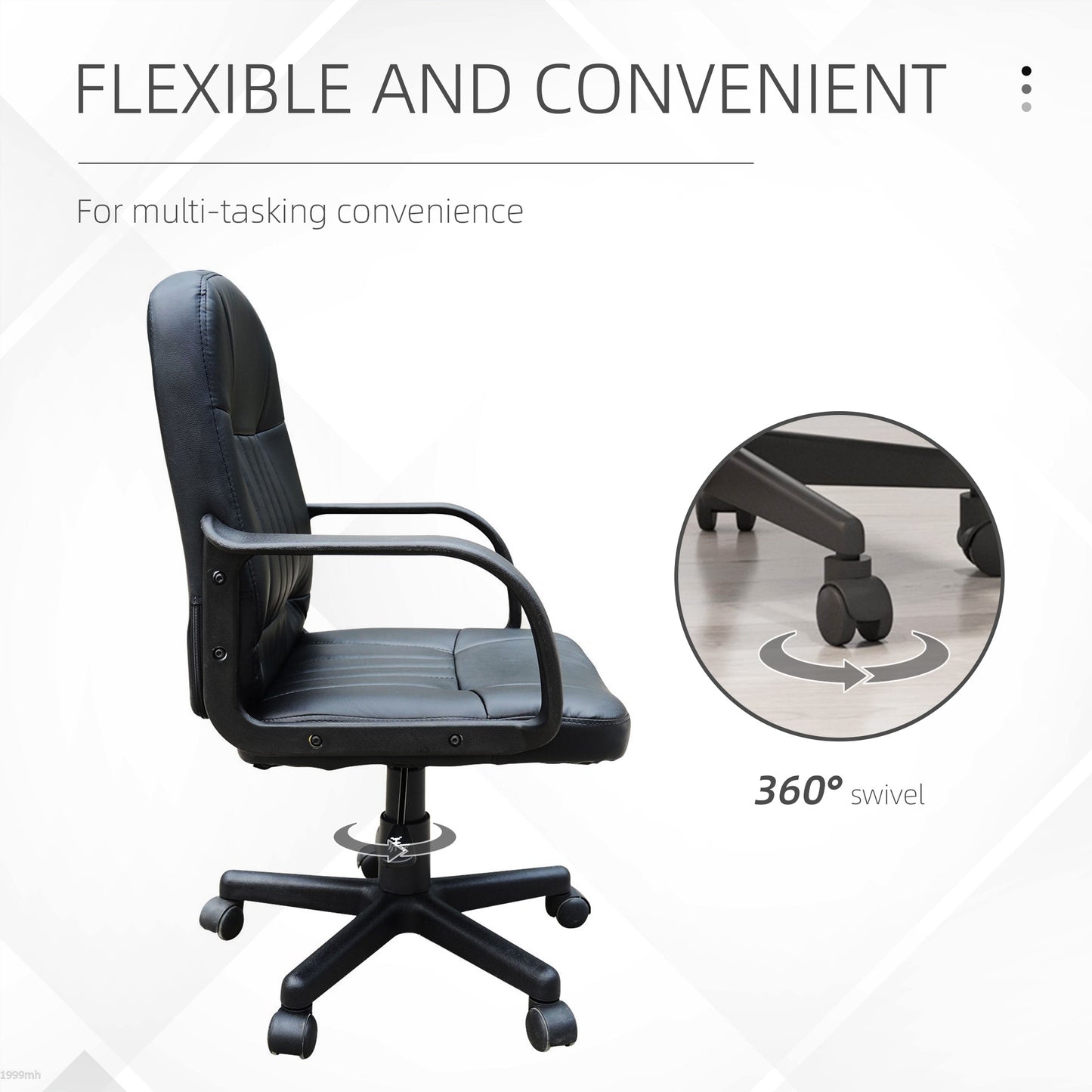 Image for HOMCOM Swivel Executive Office Chair PU Leather Computer Desk Chair Office Furniture Gaming Seater - Black